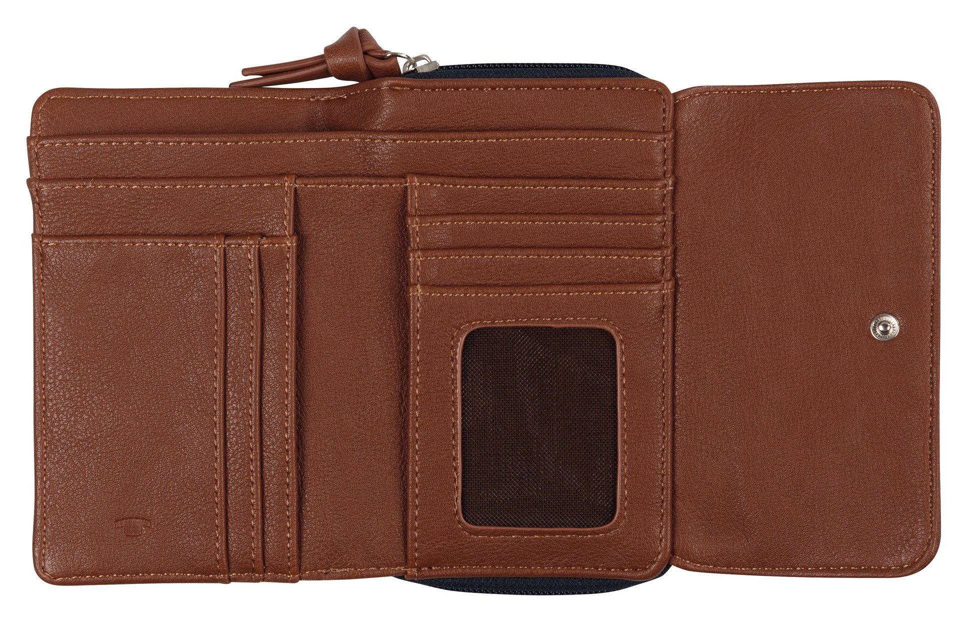 TOM TAILOR Geldbörse Juna, aus soft genarbtem ledrigen Material mit glänzenden Metall-Accessoires