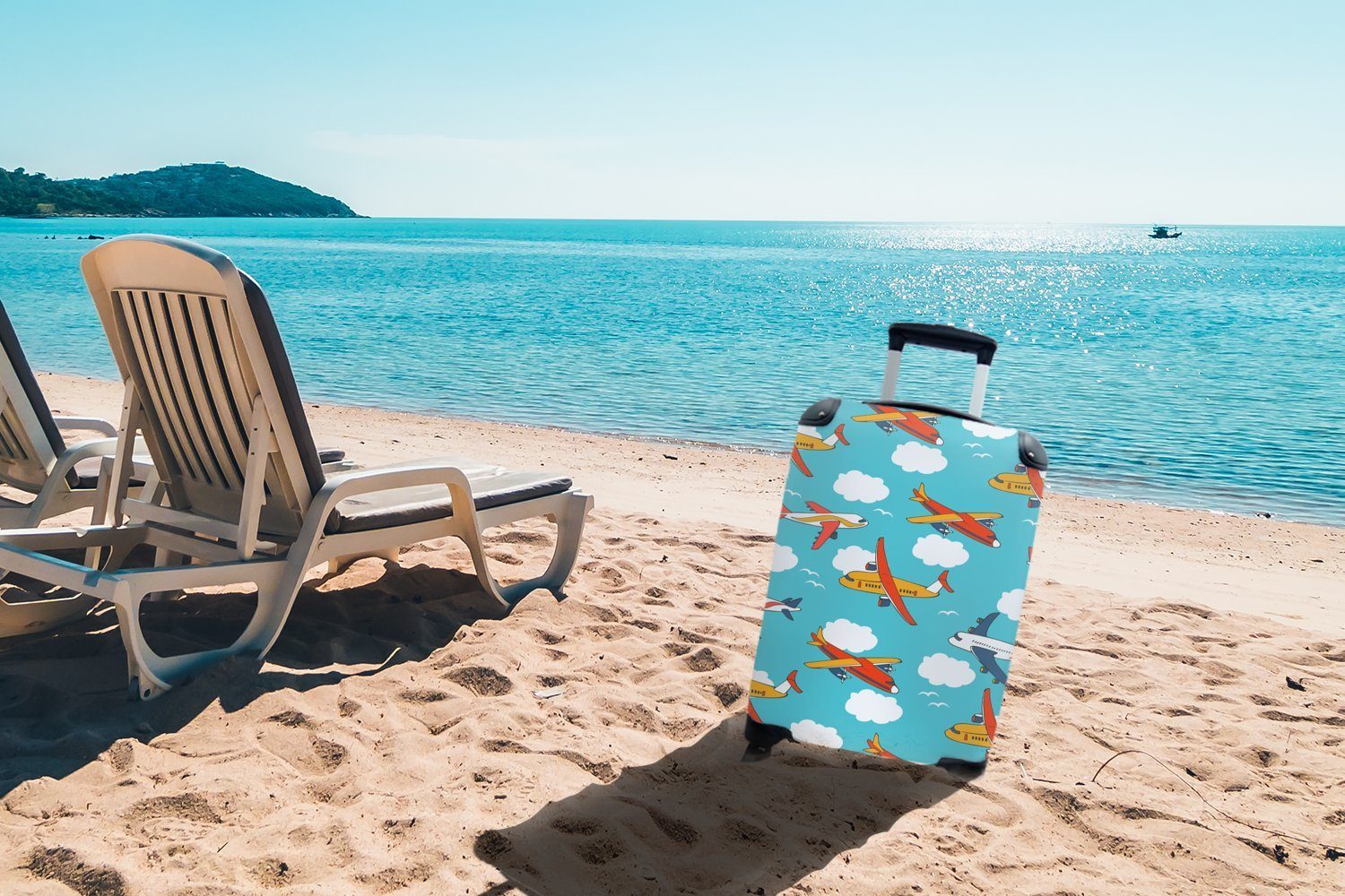 Kinder mit Kind Wolke Handgepäckkoffer MuchoWow - für - Kinder, Ferien, Luft Trolley, - Rollen, Handgepäck 4 rollen, Reisetasche Flugzeug - Muster - Junge - - Reisekoffer