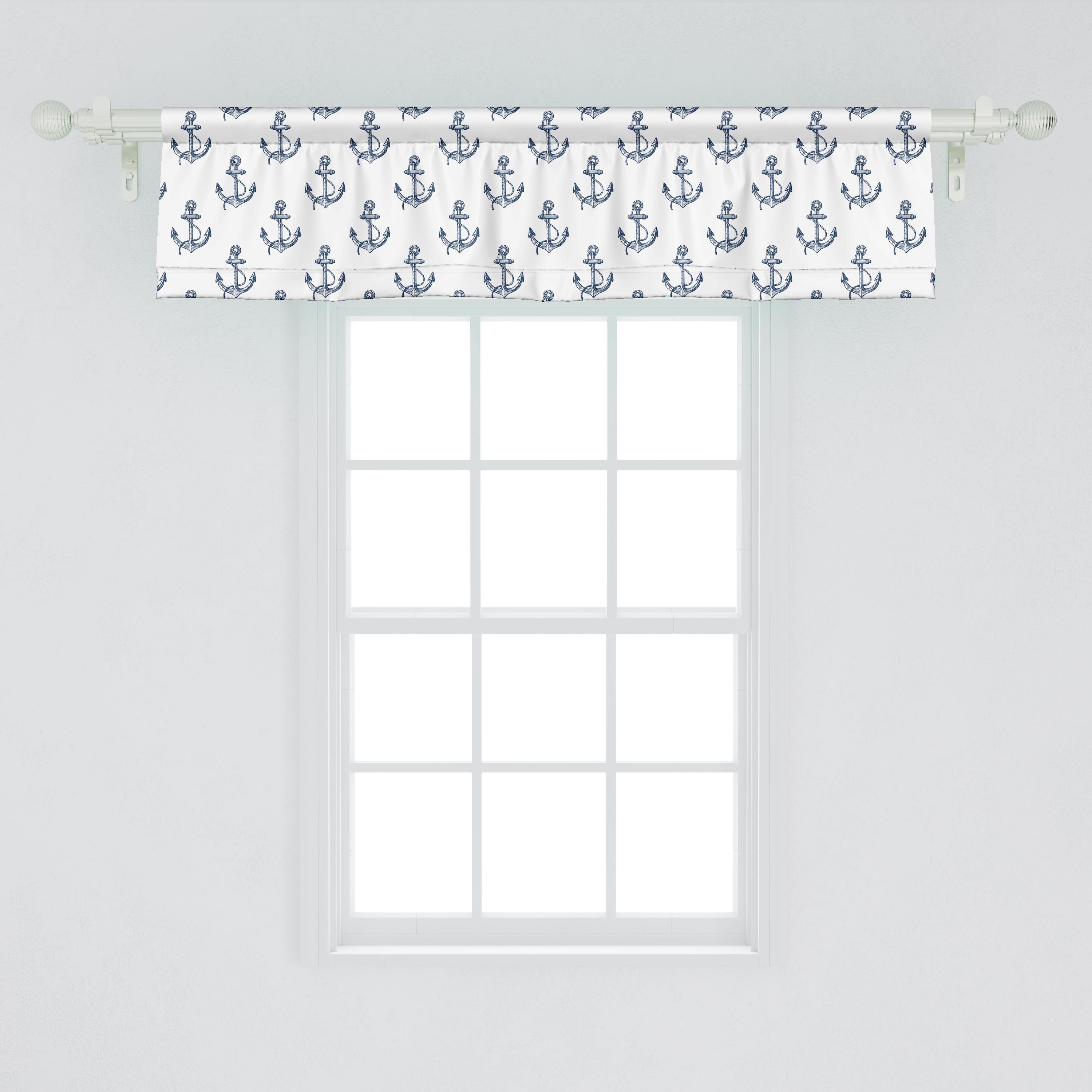 Scheibengardine Vorhang Volant für Küche Stangentasche, Abakuhaus, mit Dekor Microfaser, Sommer-Ferien-Skizze Anker Schlafzimmer