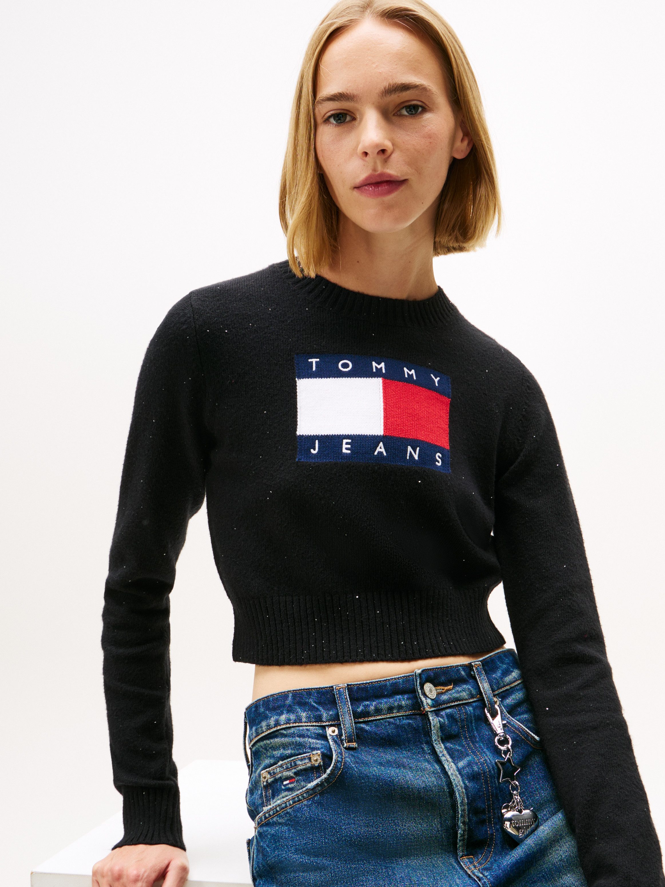 Tommy Jeans Strickpullover TJW SPARKLE FLAG SWEATER EXT günstig online kaufen