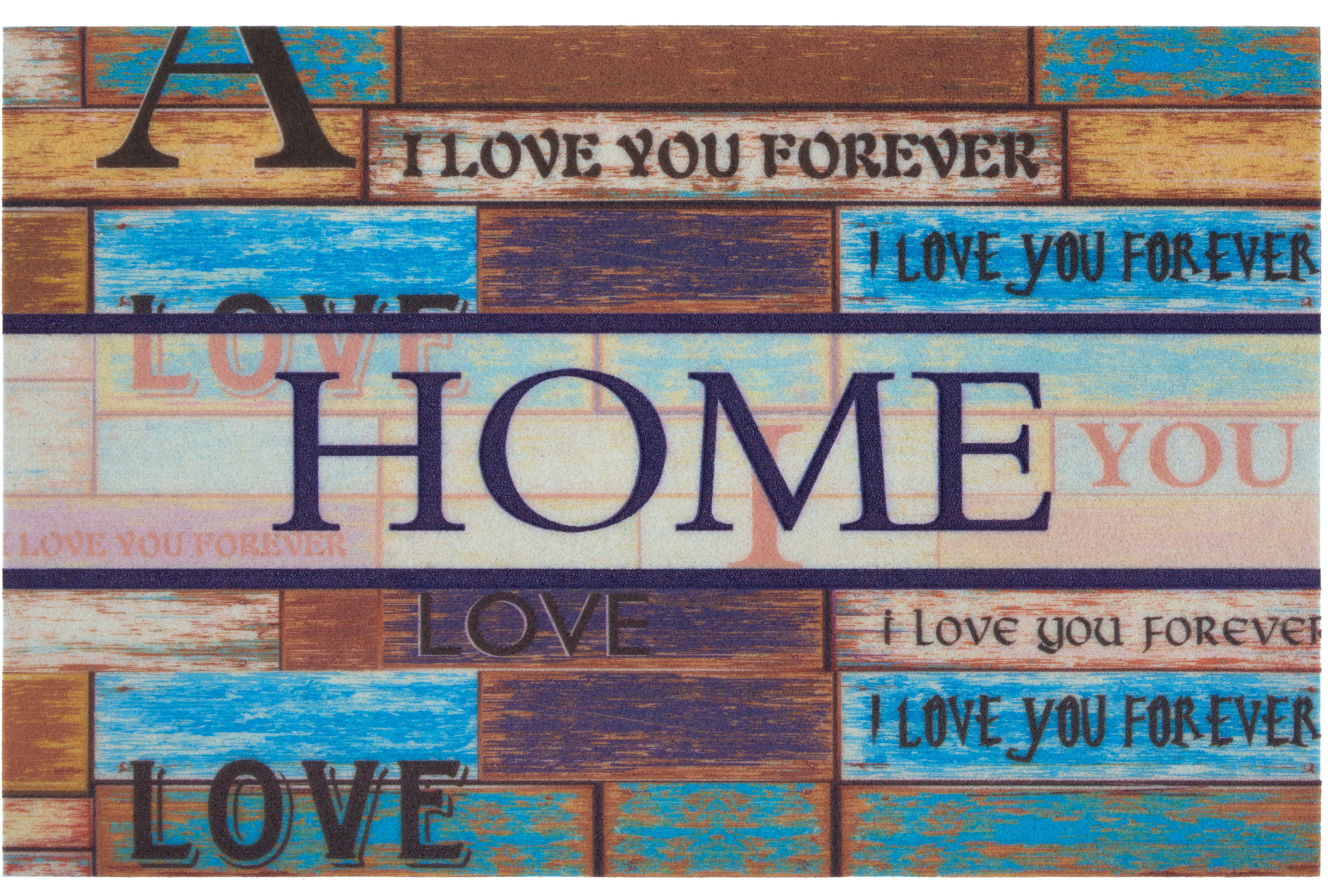Fußmatte Home love, Home affaire, rechteckig, Höhe: 6 mm, mit Spruch, Schrift-Design, Rutschfest, Schmutzfang