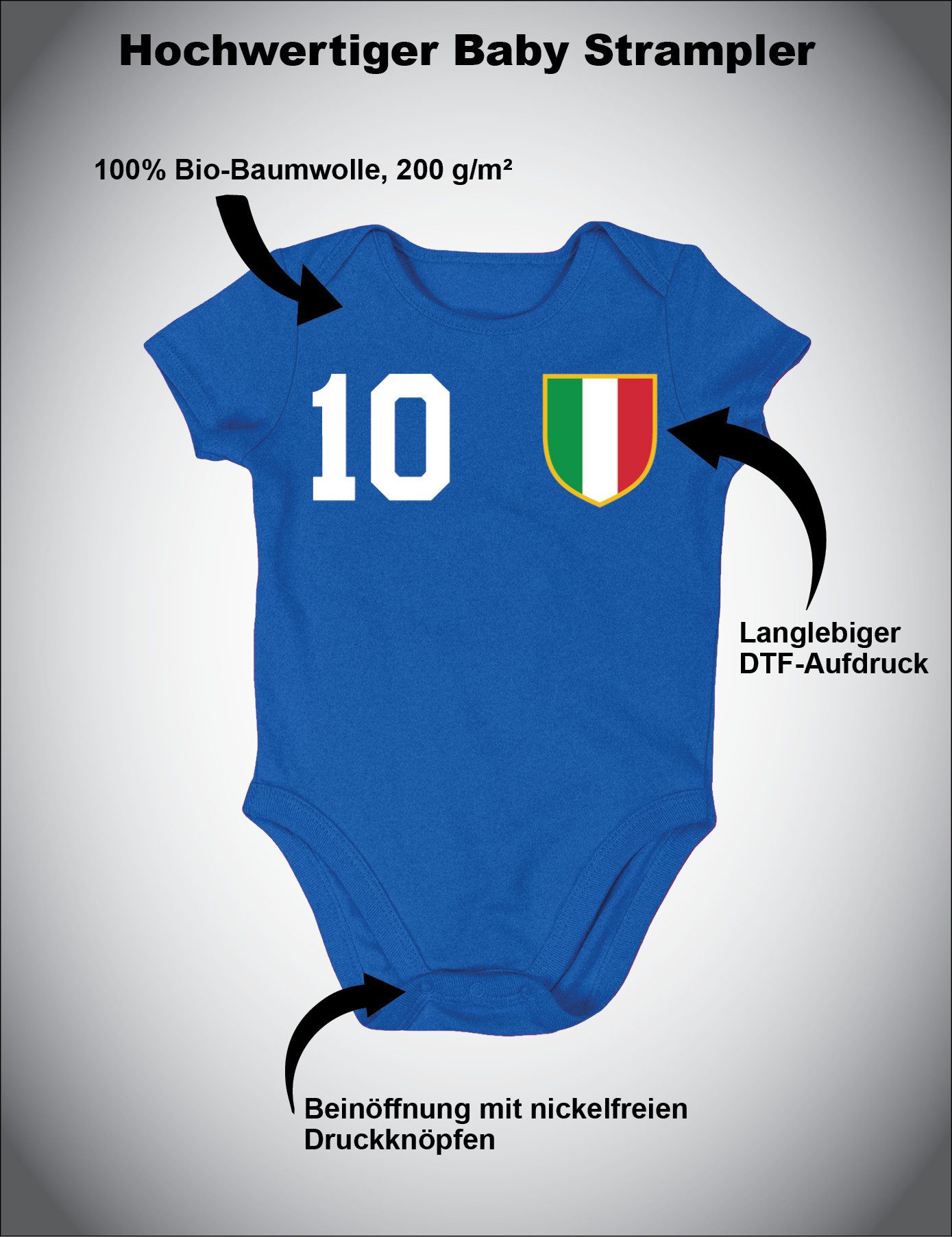 Youth Designz Kurzarmbody Italien Kinder Baby Body Strampler mit trendigem Motiv