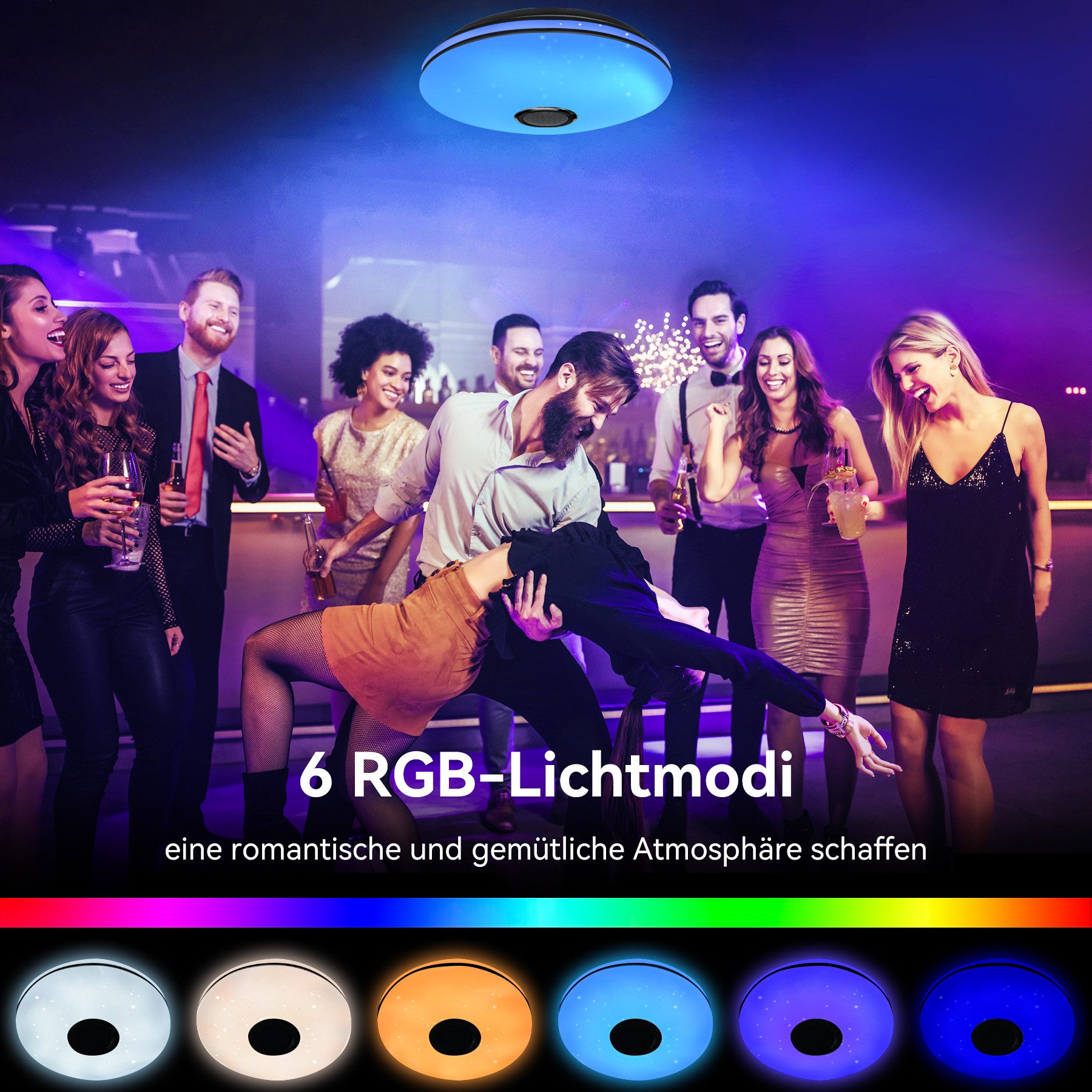Senmudi Deckenleuchte 24W LED Deckenleuchte Dimmbar,Bluetooth günstig online kaufen