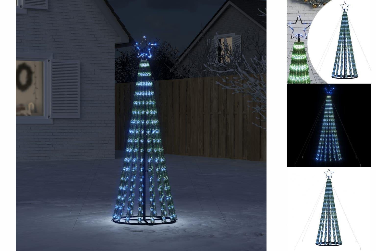 vidaXL Lichterkette Weihnachtsbaum Kegelform 275 LEDs Blau 180 cm Außenbereich