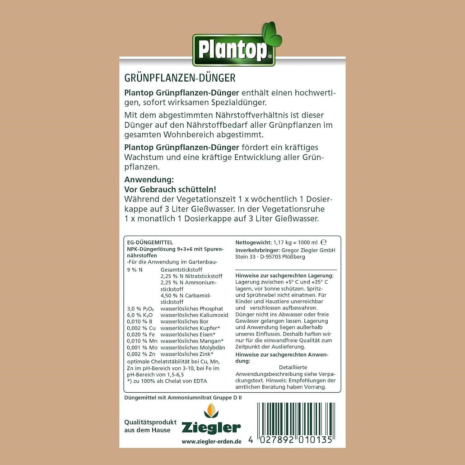 Ziegler Erdenwerk Spezialdünger Plantop Grünpflanzendünger flüssig Minerali günstig online kaufen