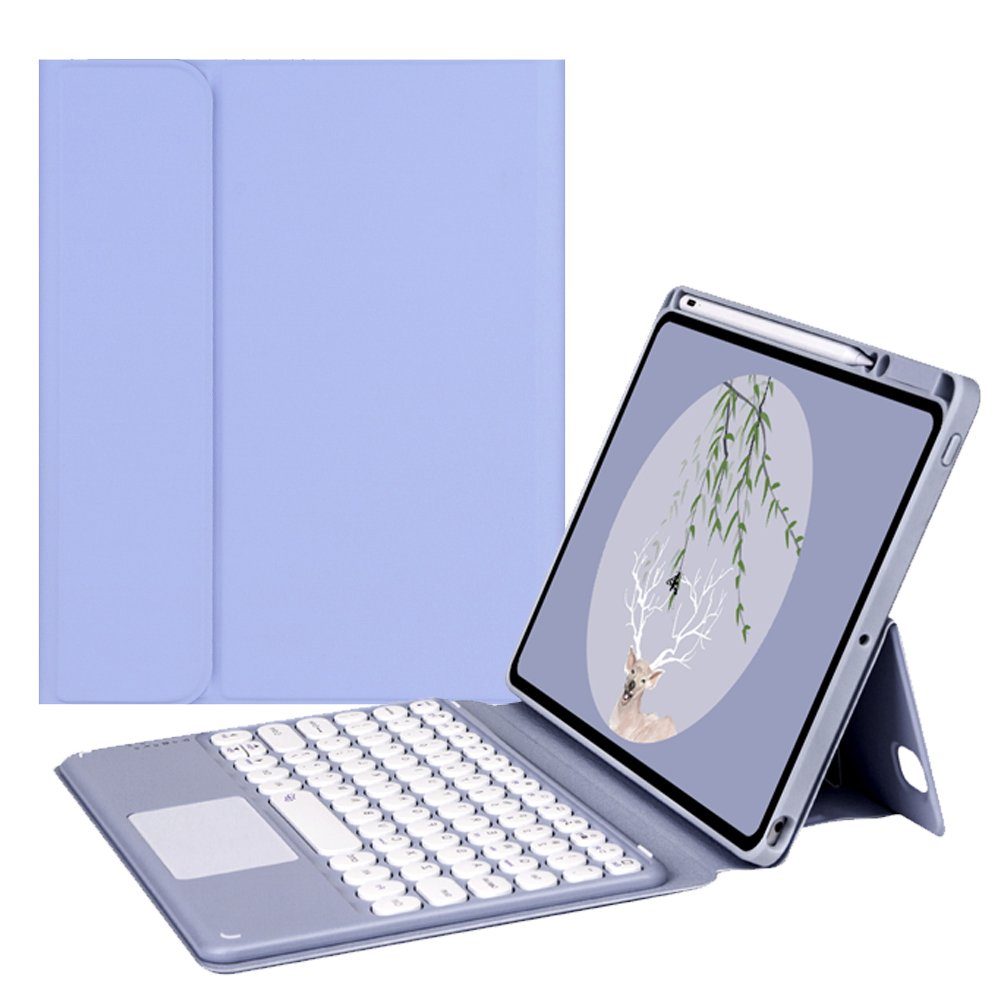 XIIW Tablet-Hülle Tastatur Hülle für iPad (9/8/7 Generation) 10.2 Zoll  Abnehmbarer Tastatur mit Touchpad, QWERTZ Layout, (IPAD NICHT INBEGRIFFEN)