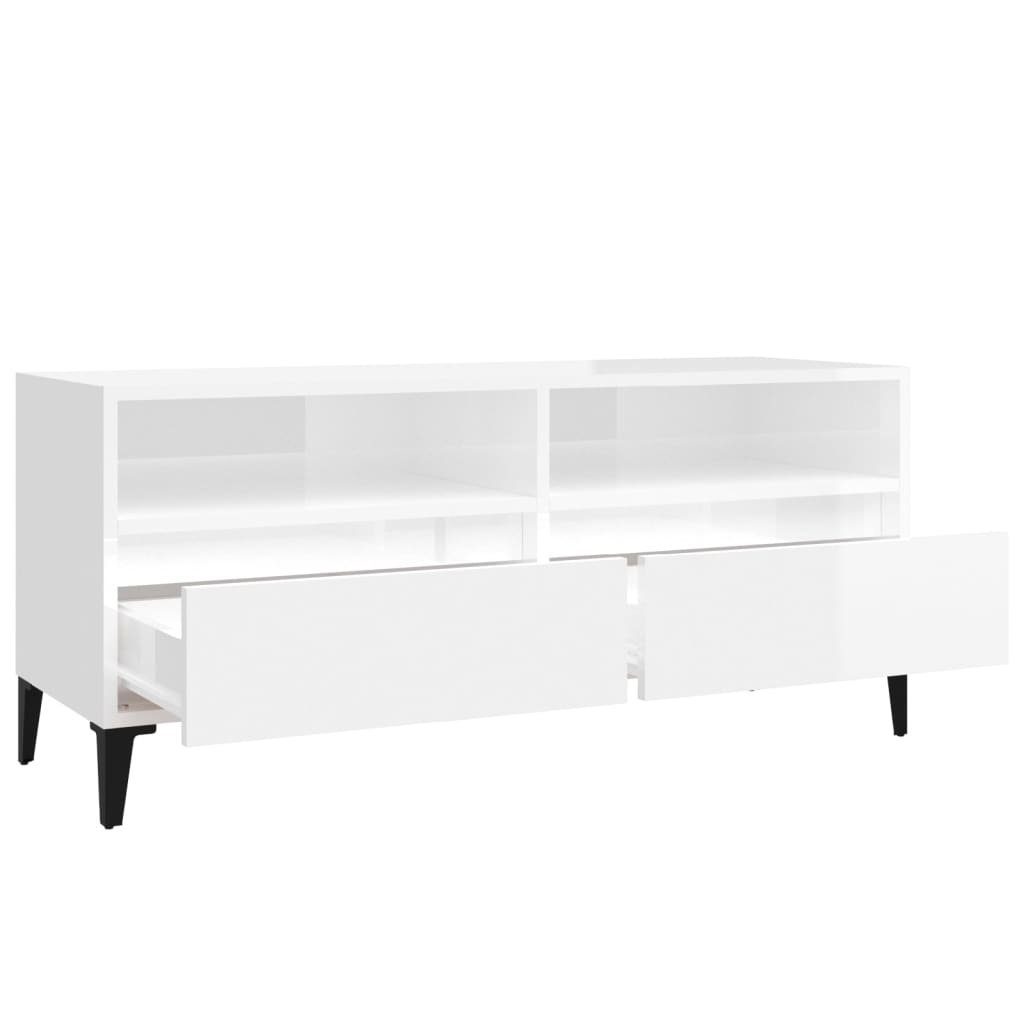 100x34,5x44,5 furnicato Holzwerkstoff Hochglanz-Weiß TV-Schrank cm