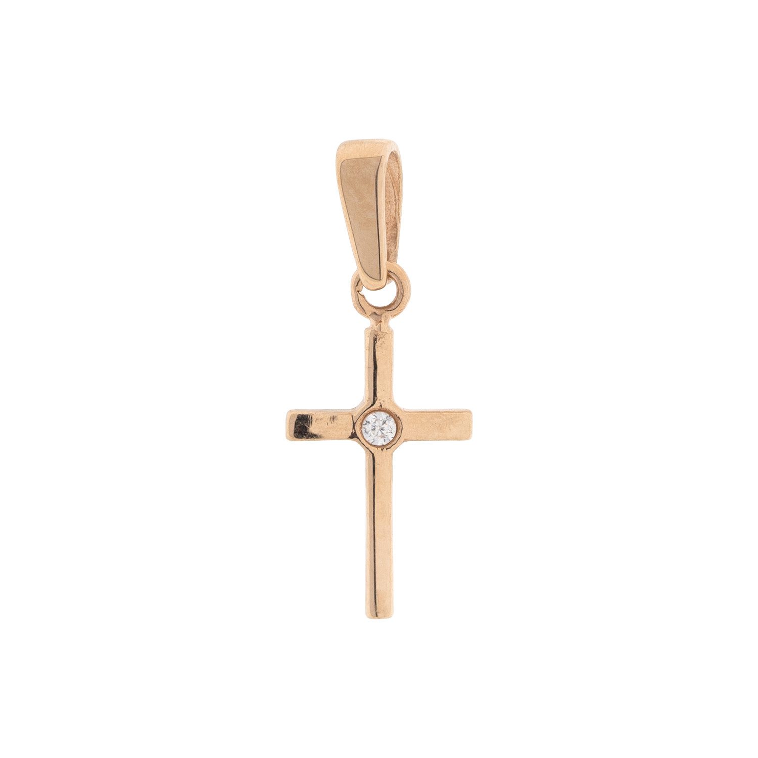 Golders Kreuzanhänger aus 585 Rotgold mit einem Zirkonia (1-tlg., Anhänger), Kreuz Eleganter Goldschmuck für Damen