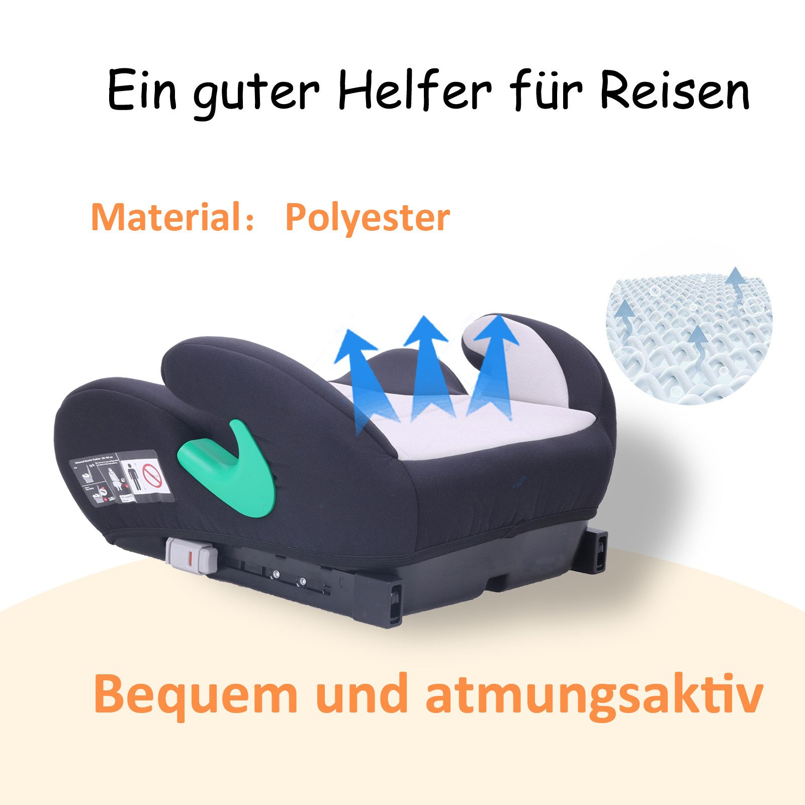 Yalion Kindersitzerhöhung YALION Kindersitzerhöhung mit ISOFIX ECE R129 (i-Size) für Kinder, ab: ca.6Jahren, bis: 10Jahren, (3-Punkt-Gurt), i-Size Sitzerhöhungen Auto Kinder, Grau