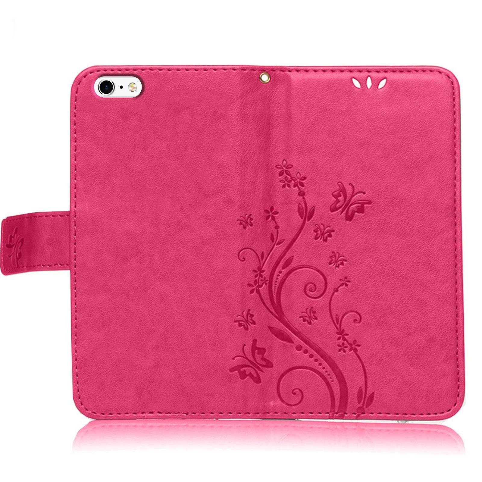 Numerva Handyhülle Bookstyle Flower für Apple Iphone 6, Handy Tasche Schutzhülle Klapphülle Flip Cover mit Blumenmuster