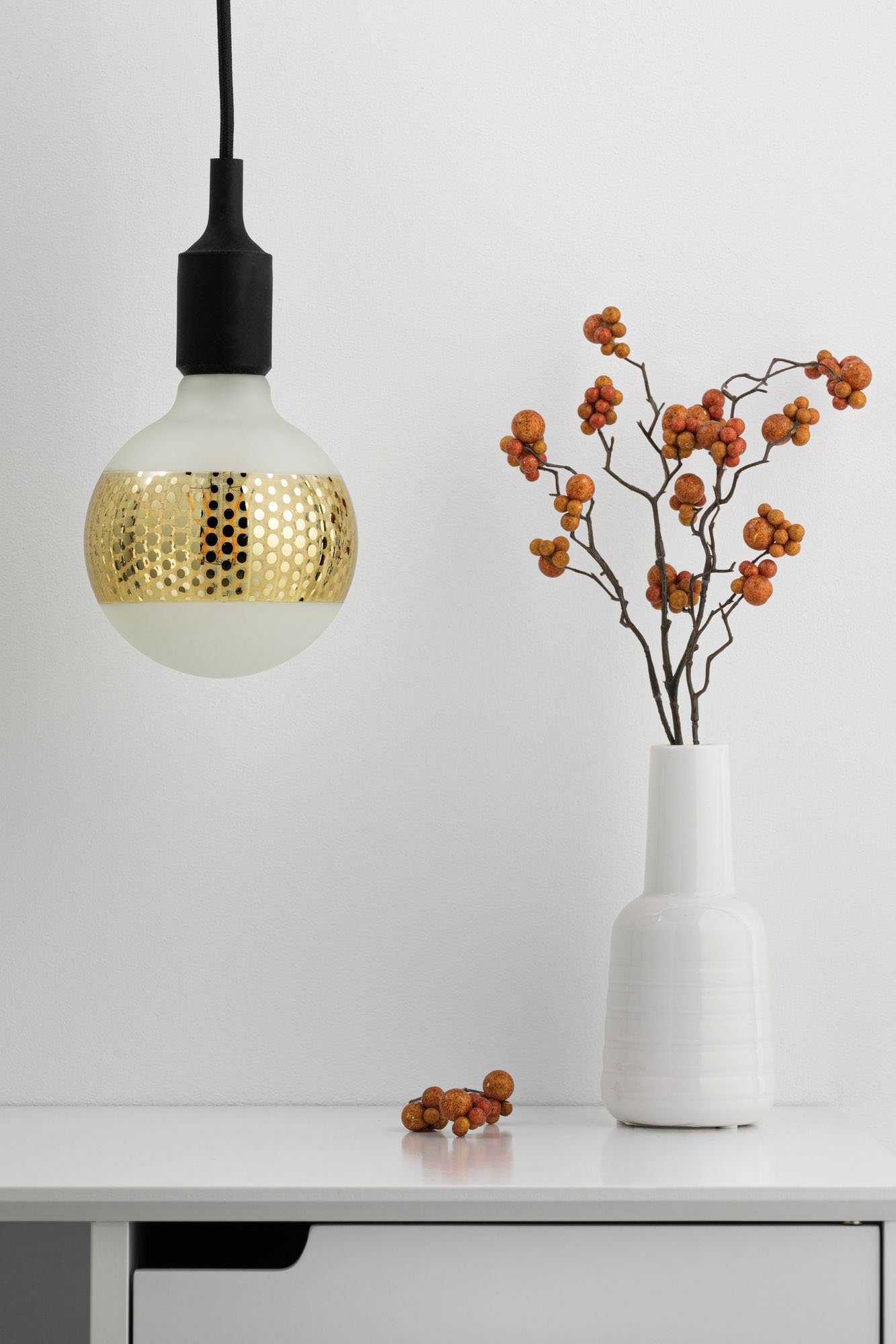 Paulmann LED-Leuchtmittel Globe goldfarben 1 Warmweiß Ringspiegel gepunktet, 125mm E27, St