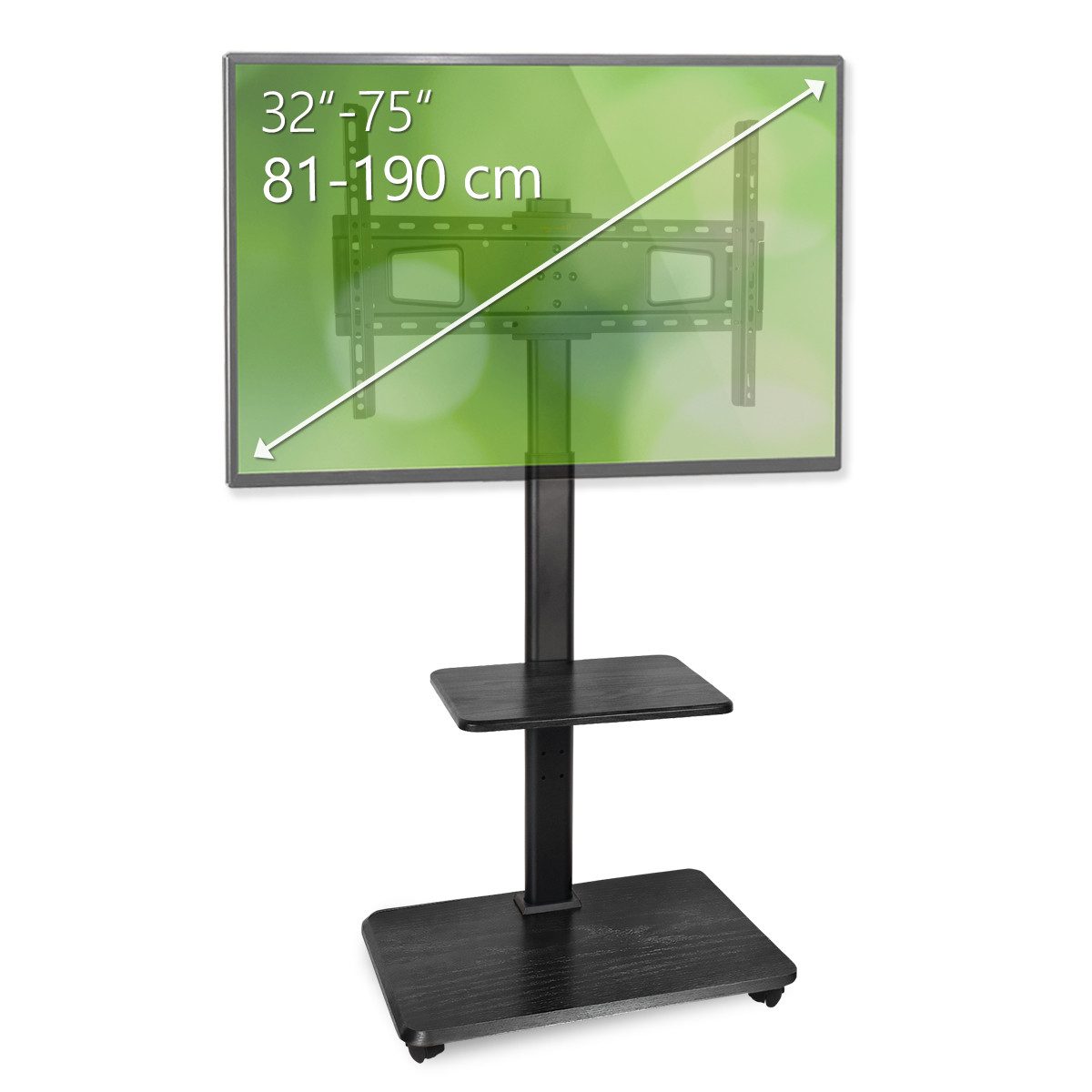 my wall TV-Ständer HP129L, (bis 75 Zoll, Packung, 1-teilig, schwarz meliertes Holzdesign, Hoch- und Querformat, bis 75 Zoll)