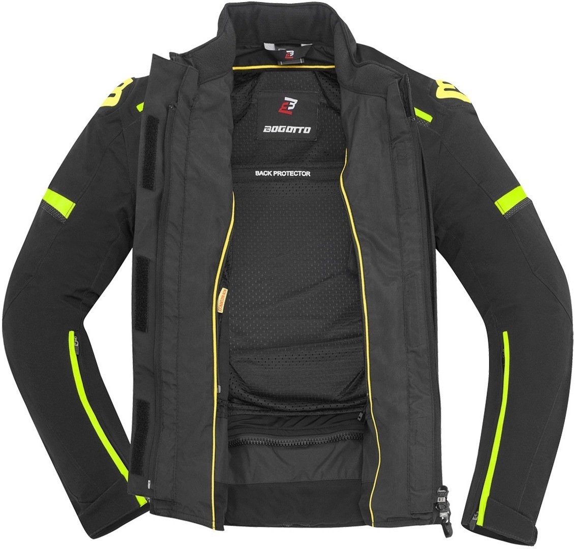 Bogotto Motorradjacke Sparrow Wasserdichte Motorrad Black/Yellow Textiljacke