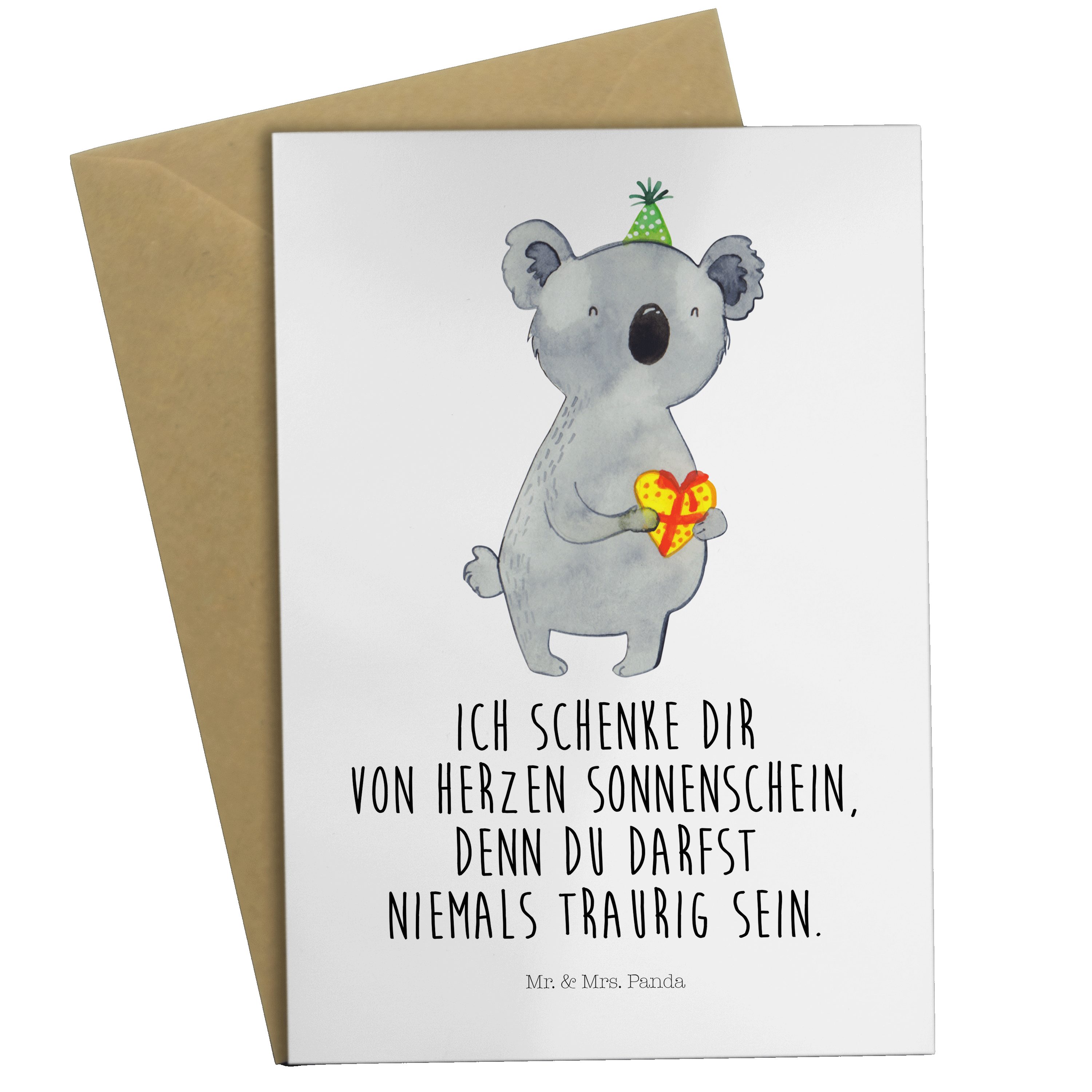 Mr. & Mrs. Geburtstagskarte, - Geschenk Glückwunschkart Klappkarte, Grußkarte - Panda Weiß Koala