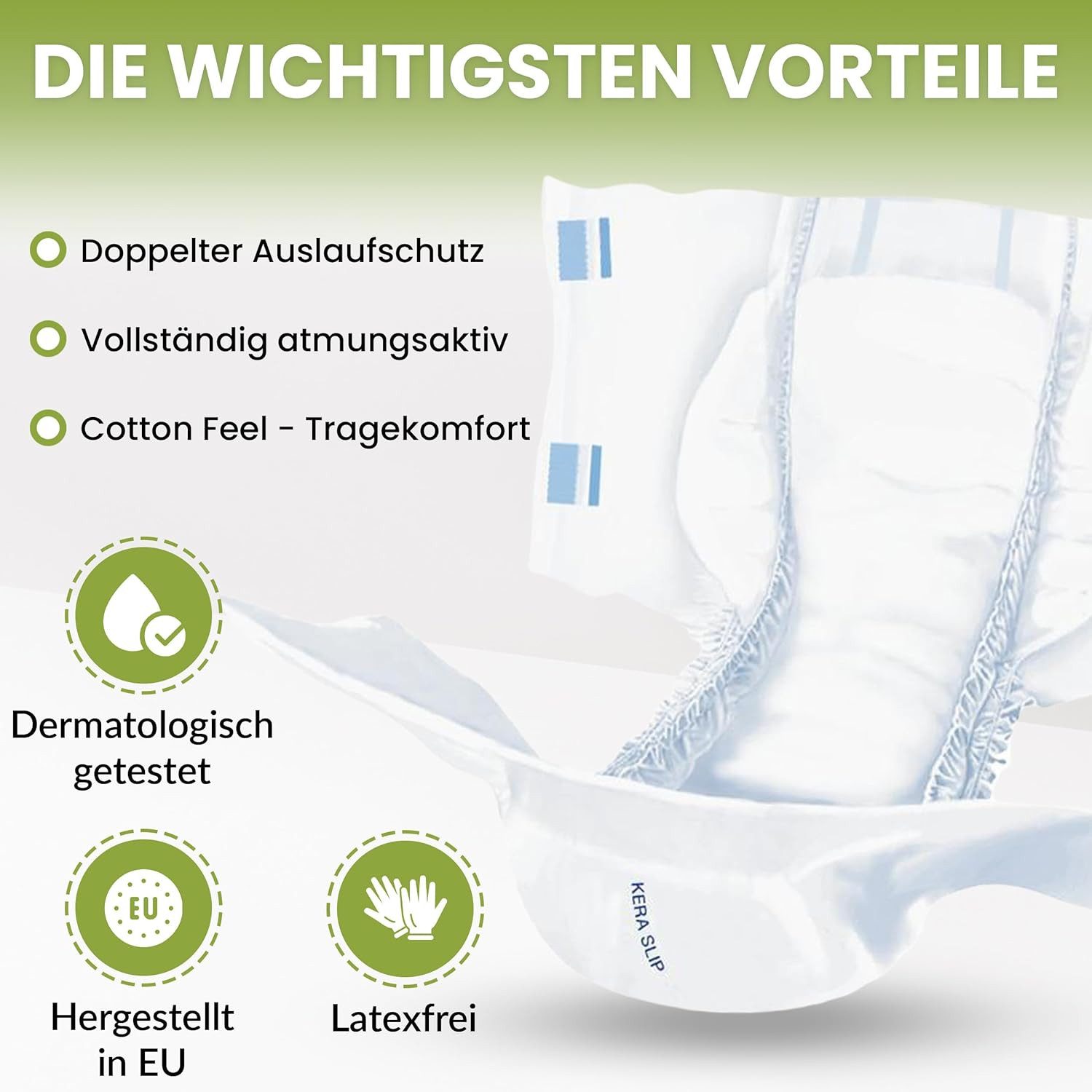 Kera Windeln Inkontinenz Slip MAXI NIGHT - saugstarke Windeln für Erwachsene (saugstarke Windeln für Erwachsene, 20-St., auslaufsichere und atmungsaktive Erwachsenen Windel Cotton Feel), für den alltäglichen Gebrauch