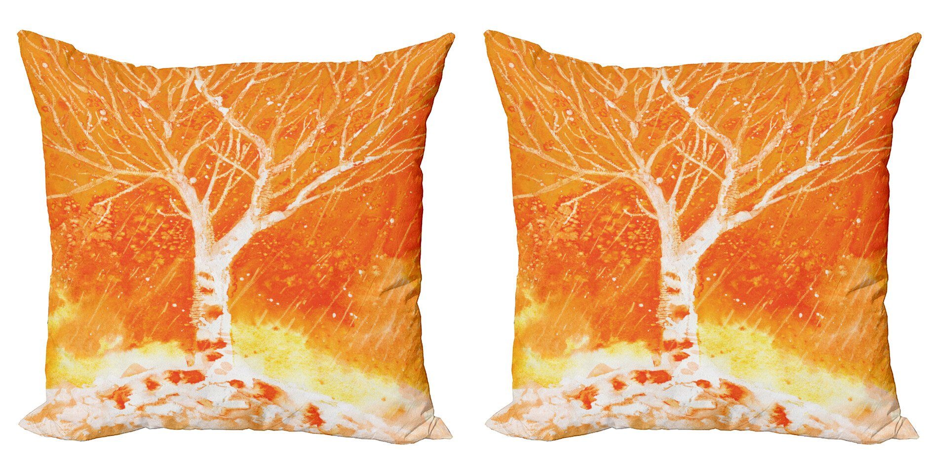 Kissenbezüge Modern Accent Doppelseitiger Digitaldruck, Abakuhaus (2 Stück), Orange Leafless Baum Herbst
