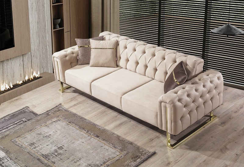 Villa Möbel Sofa Nova, 1 Stk. 3-Sitzer, Quality Made in Turkey, Mikrofaser Samtstoff