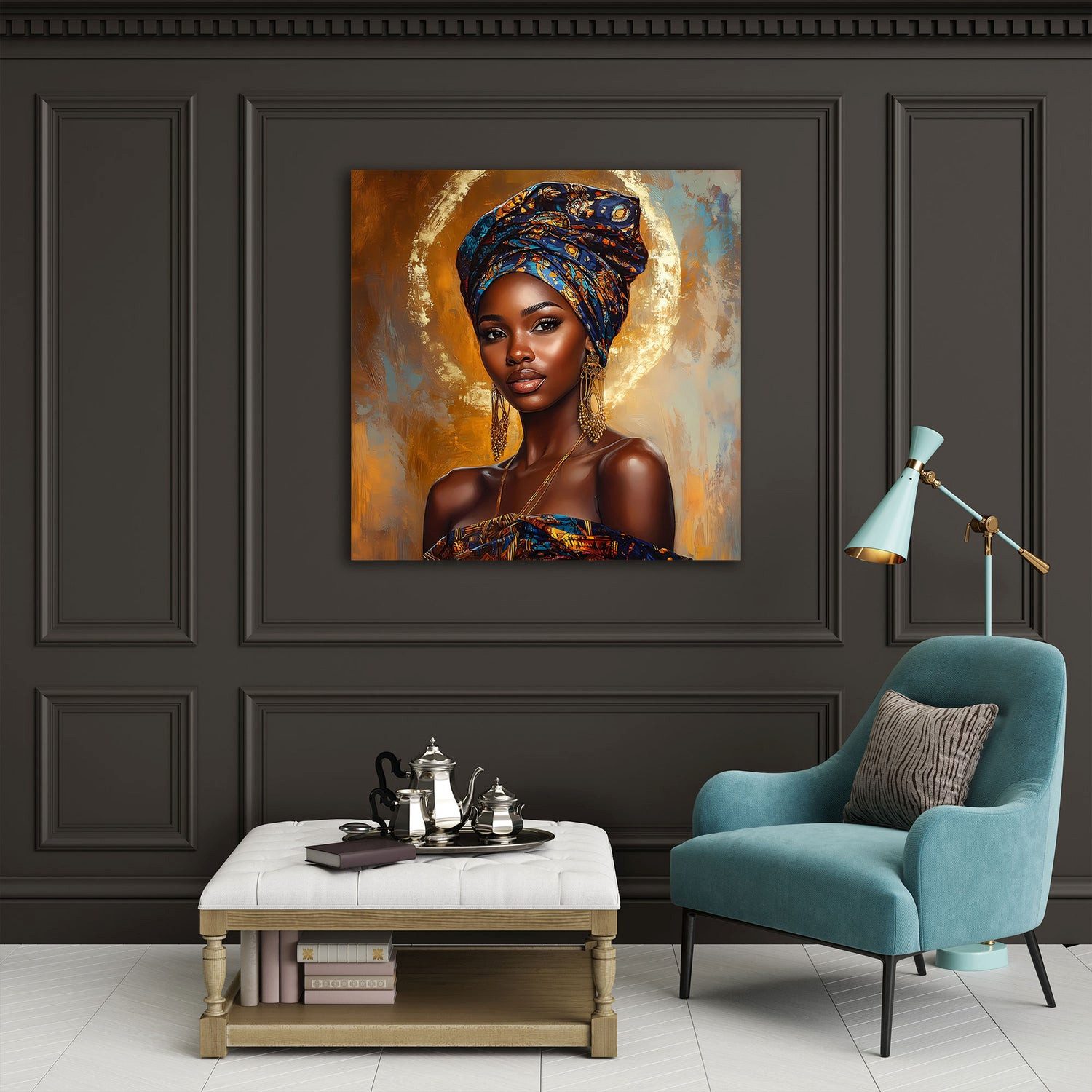 Artedinoi Leinwandbild Afrikanische Frau Porträt Eleganz Leinwandbild Wandbild Kunstdruck XL, Afrikanische Frau, elegant