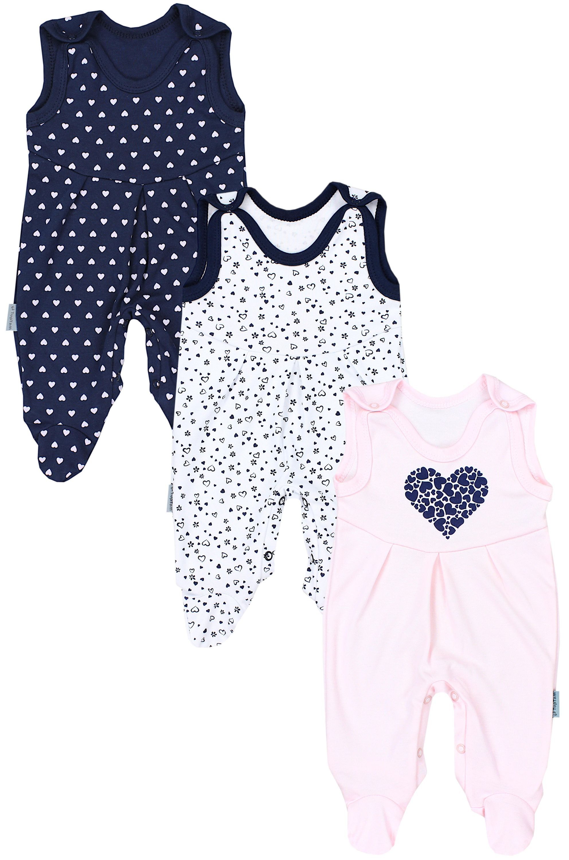 TupTam Strampler TupTam Baby Mädchen Strampler mit Fuß 3er Pack