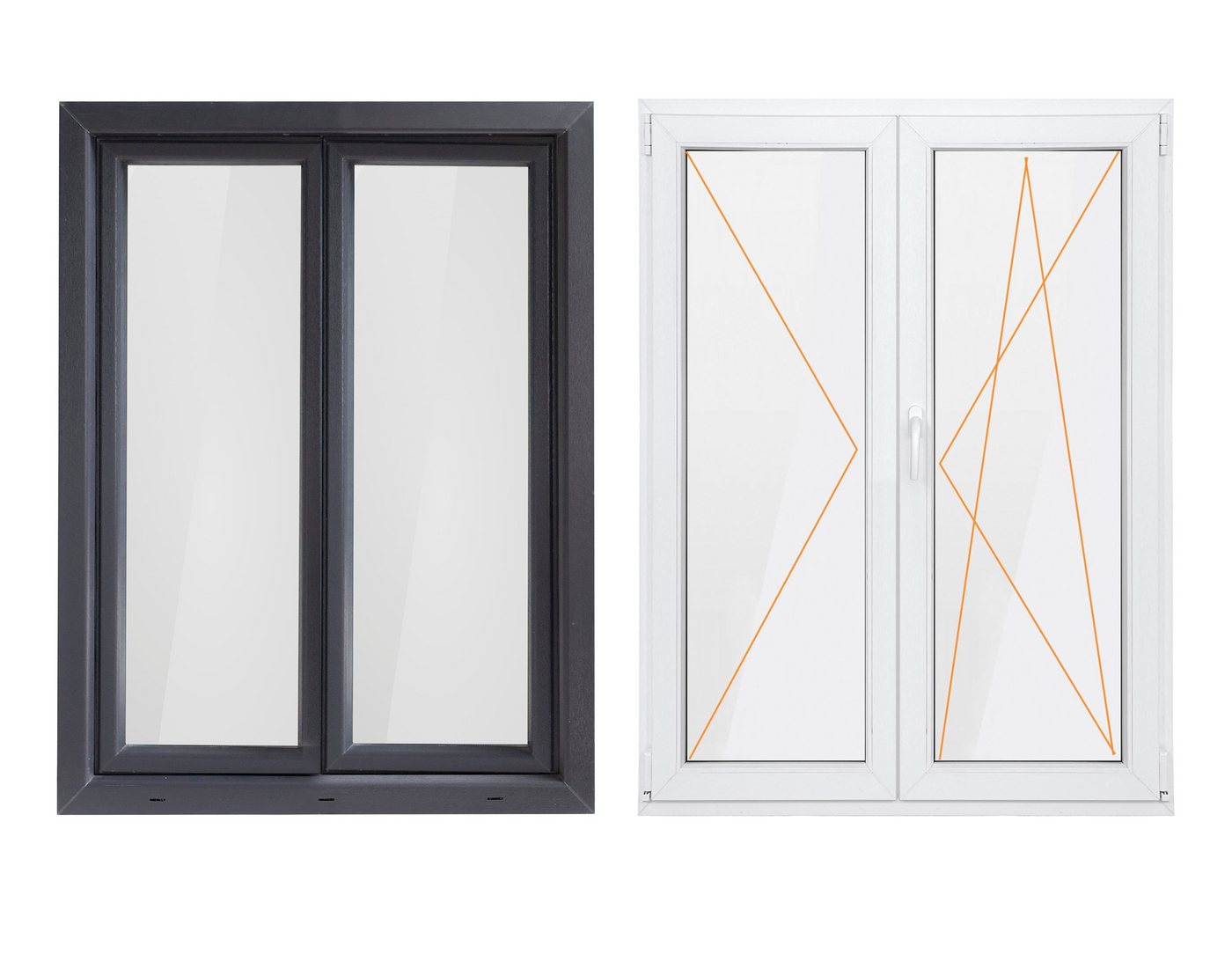Thumbnail - SN DECO GROUP Kunststofffenster Fenster, 2 Flügel, 1000x1200, außen anthrazit/innen weiß, 70 mm Profil, (Set), RC2 Siche...