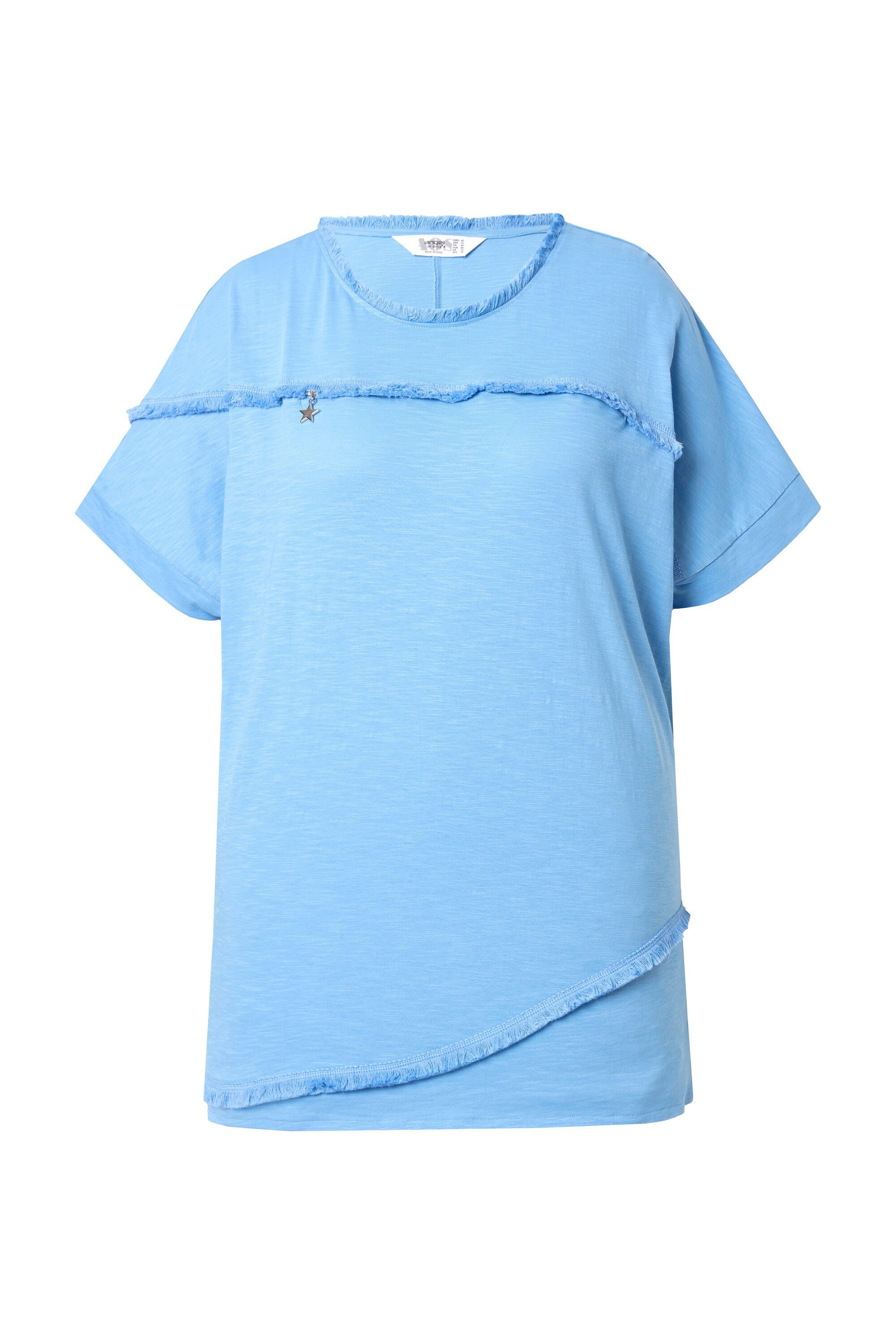 Angel of Style Druckbluse T-Shirt oversized Fransen Zier-Zipper günstig online kaufen
