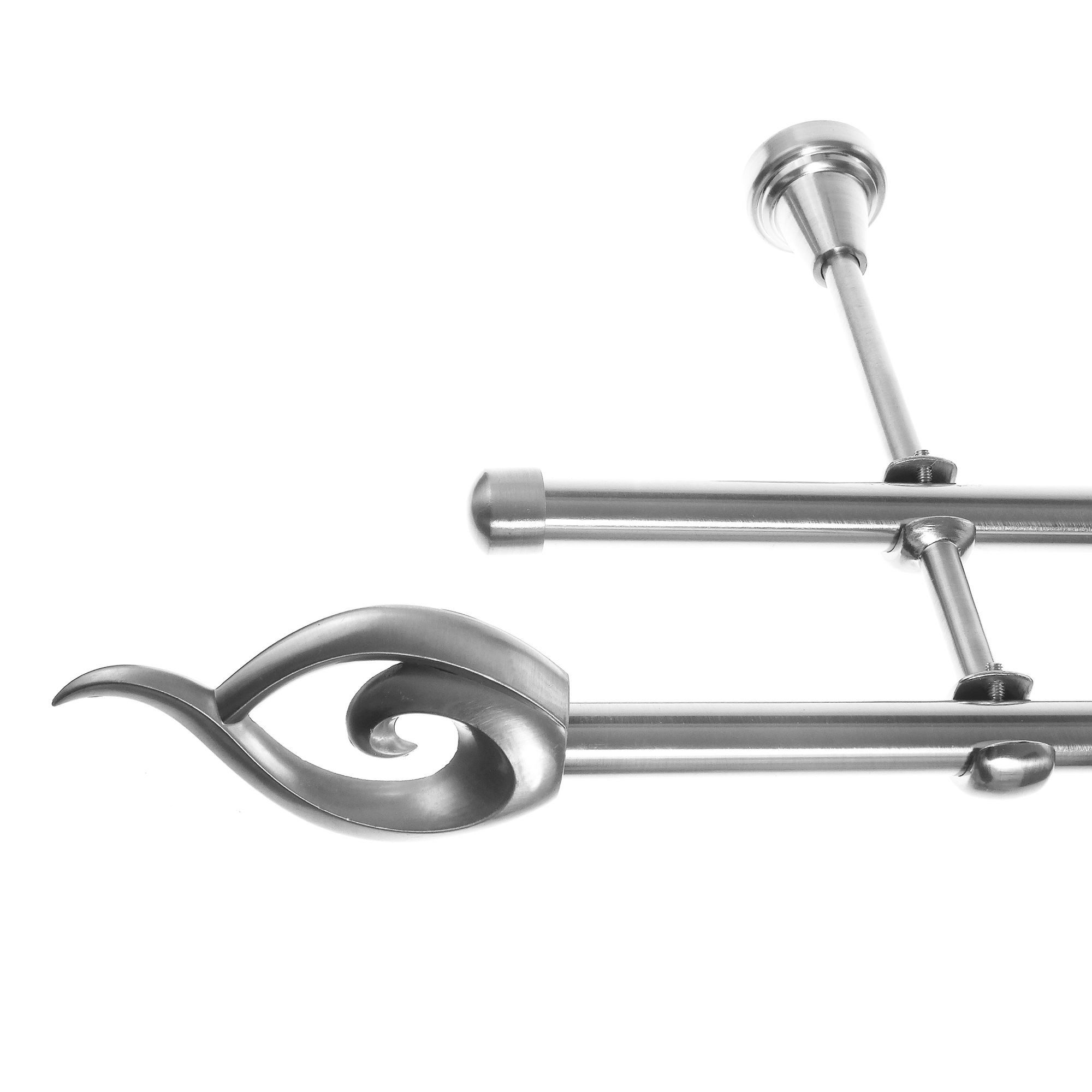 BASIT Gardinenstange Rohr Edelstahloptik 16 mm mit Wandträgern 540 cm E24, Ø 16 mm, 2-läufig, verschraubt, Metall, H24 540 cm E24 Flamme