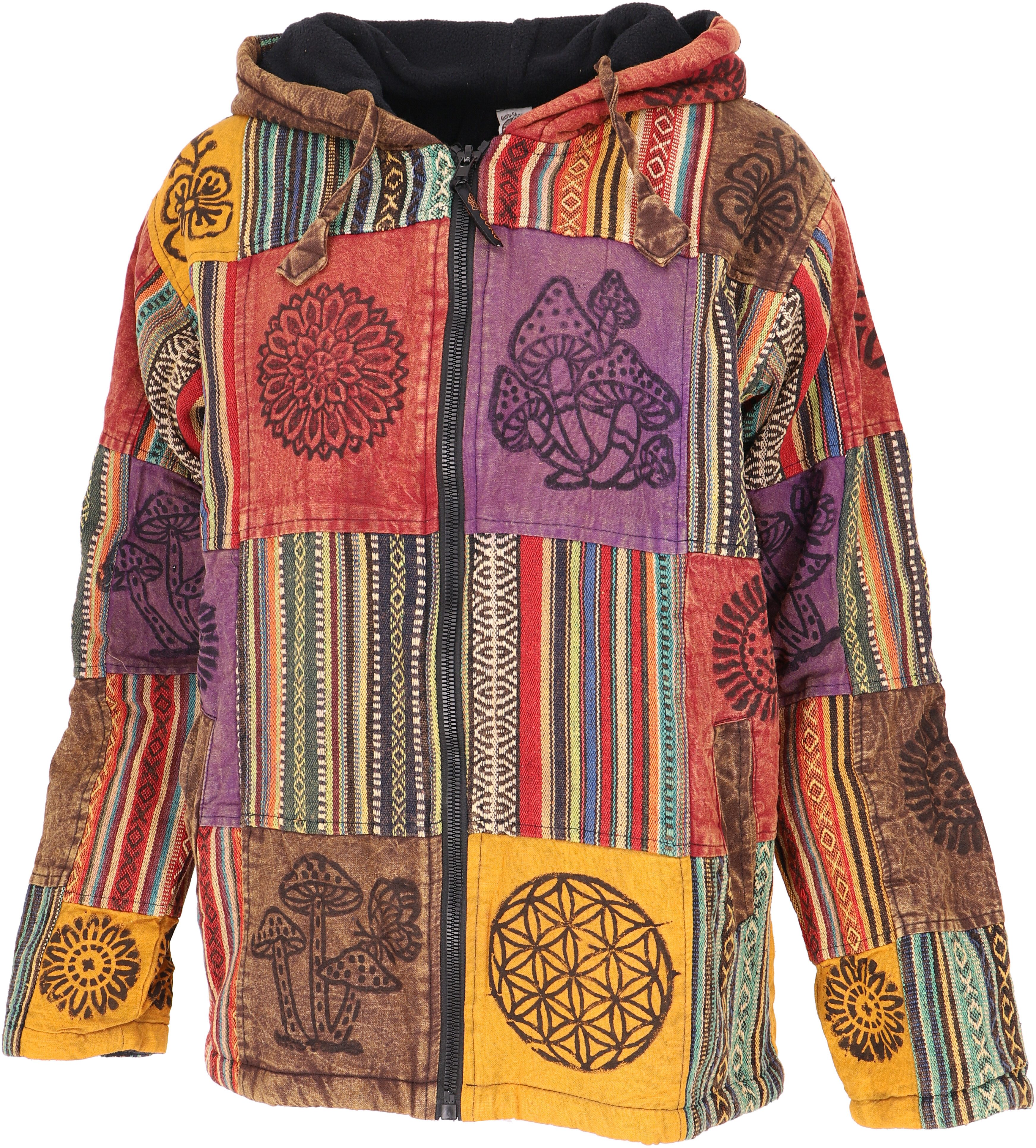 Guru-Shop Strickjacke Goa Jacke, Patchwork Sweatshirt günstig online kaufen