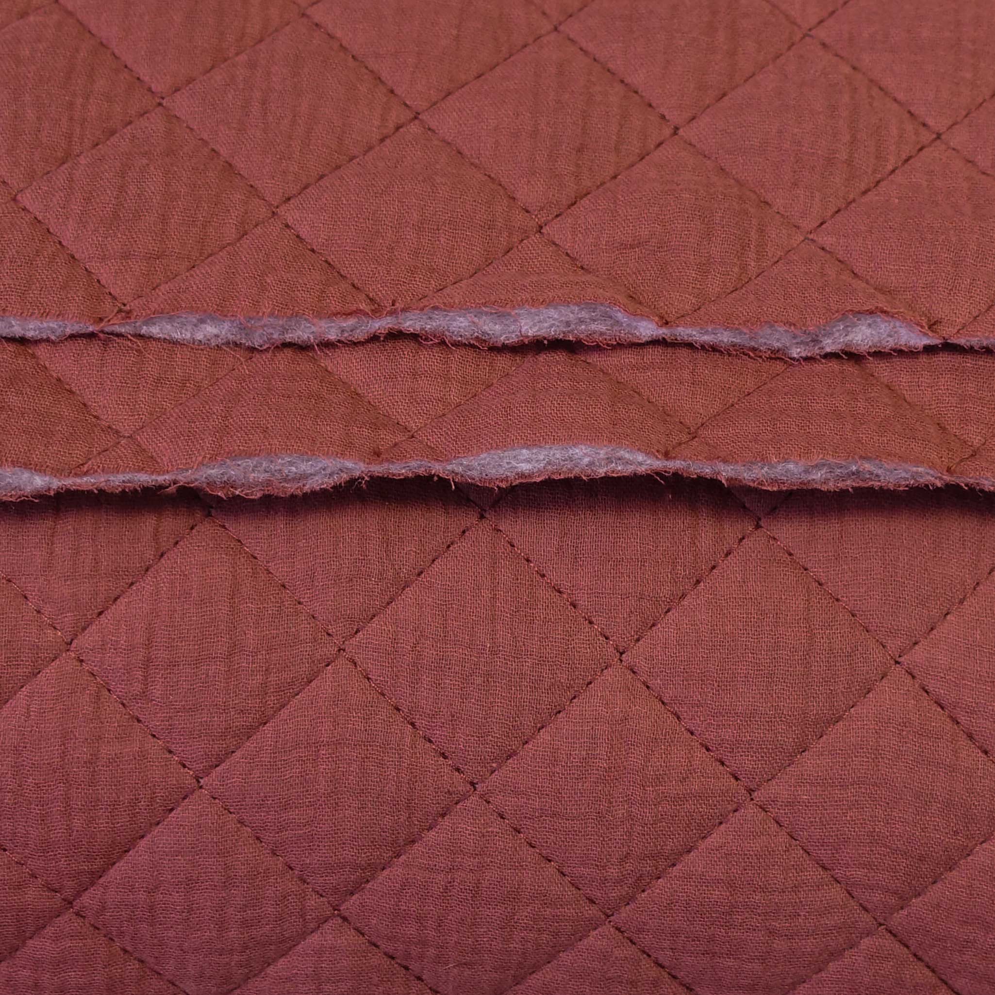Thumbnail - maDDma Stoff Steppstoff Musselin Quilt ab 0,5m beidseitig gesteppt wattiert, kastanie