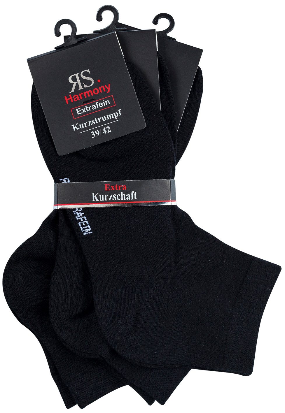 RS Harmony Socken 3 Paar RS. Harmony 35198 Kurzstrumpf schwarz 39-42, 43-46
