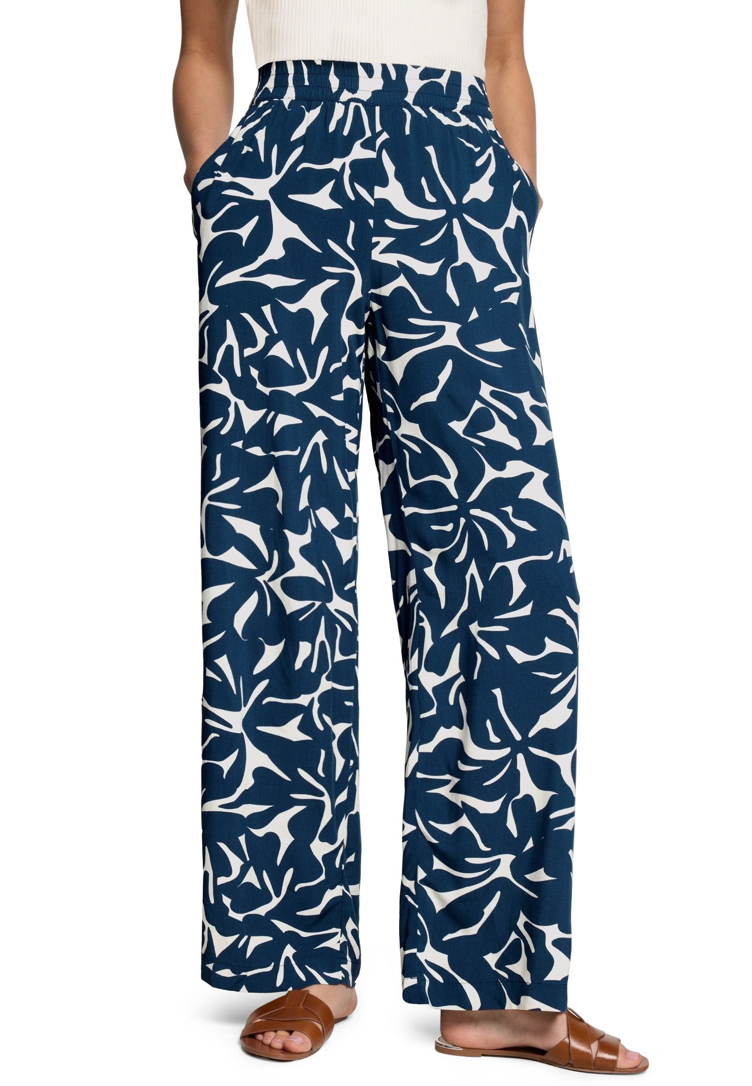 Zero Stoffhose Damen mit Print. mit Gummizug