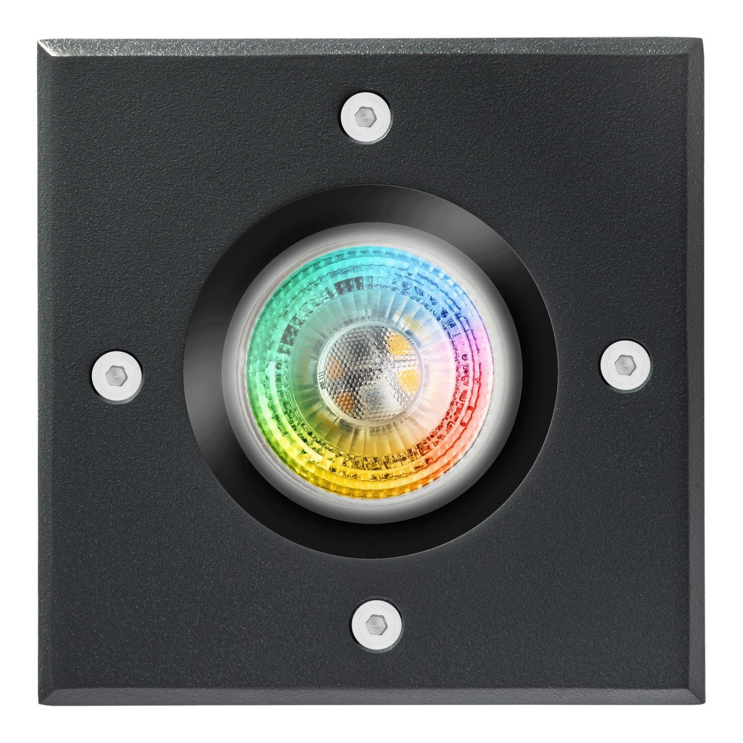 LEDANDO LED Einbaustrahler RGB LED Bodeneinbaustrahler - Wa Fernbedienung mit RAL7016 - Set + RGB
