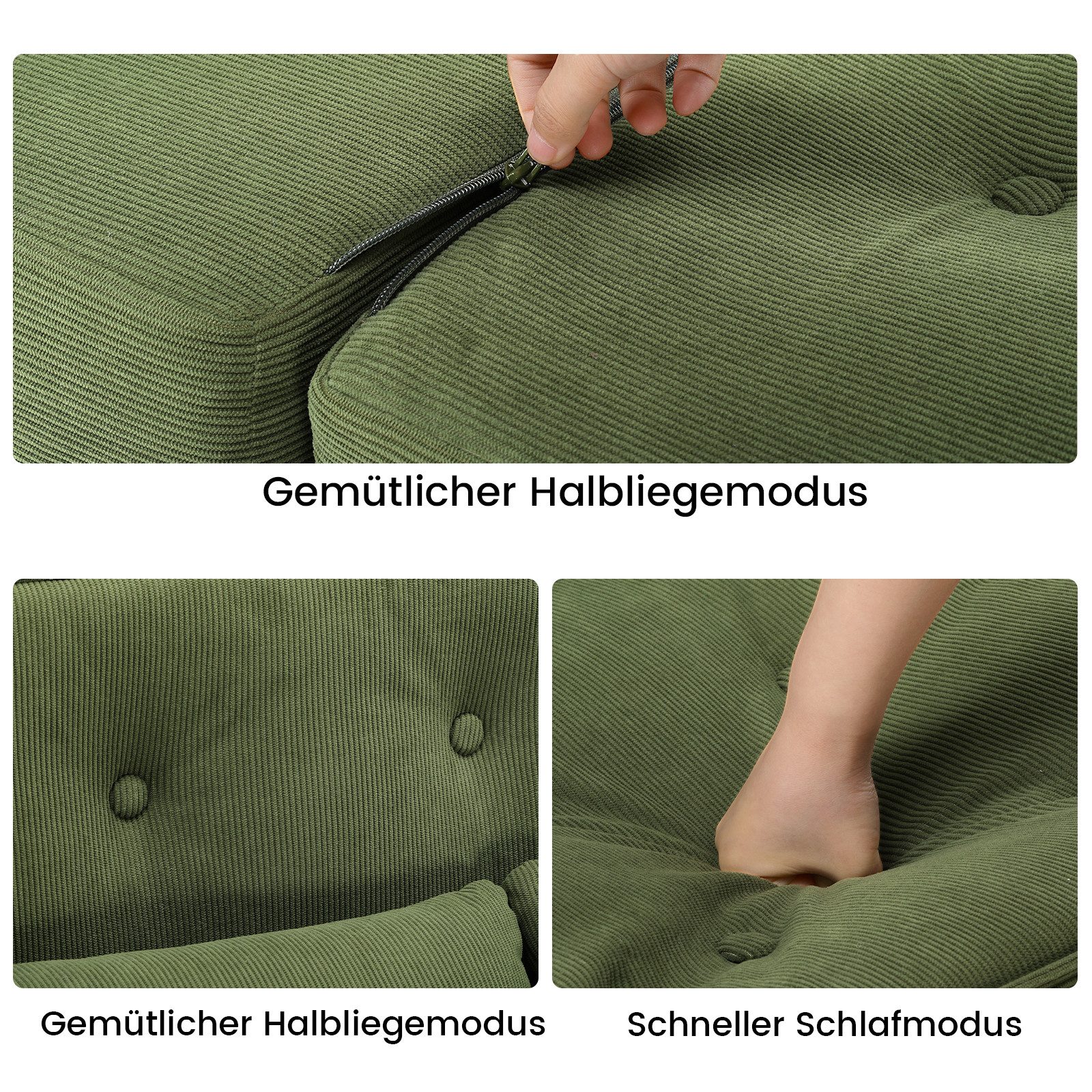 COMHOMA Kindersofa Schlafsofa Bodensofa Klappbar Bodensessel mit Schlaffunktion bettsofa – Bild 3 von 5