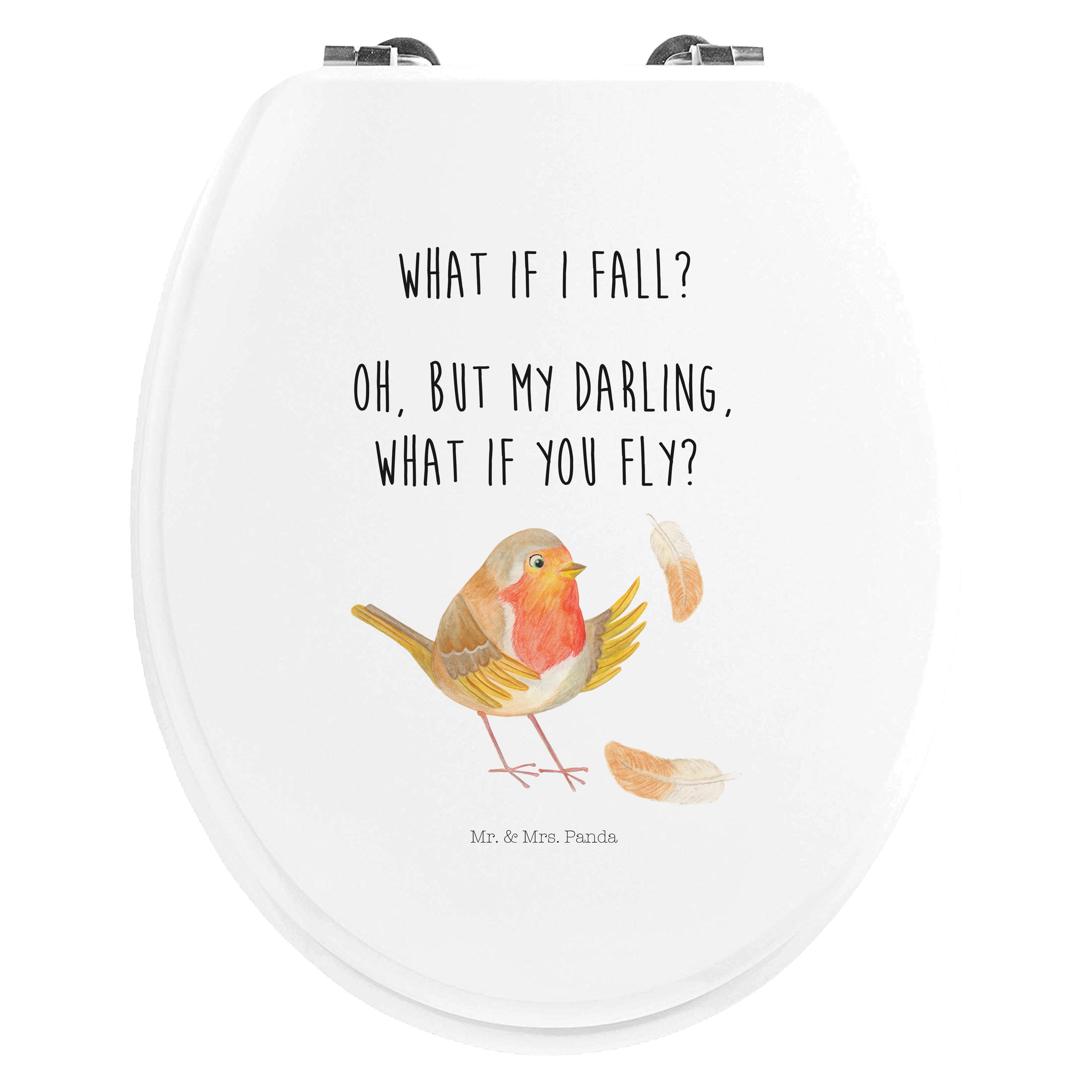 WC-Sitz Rotkehlchen Federn - Weiß - Geschenk, Toilettendeckel, Motivationsbil