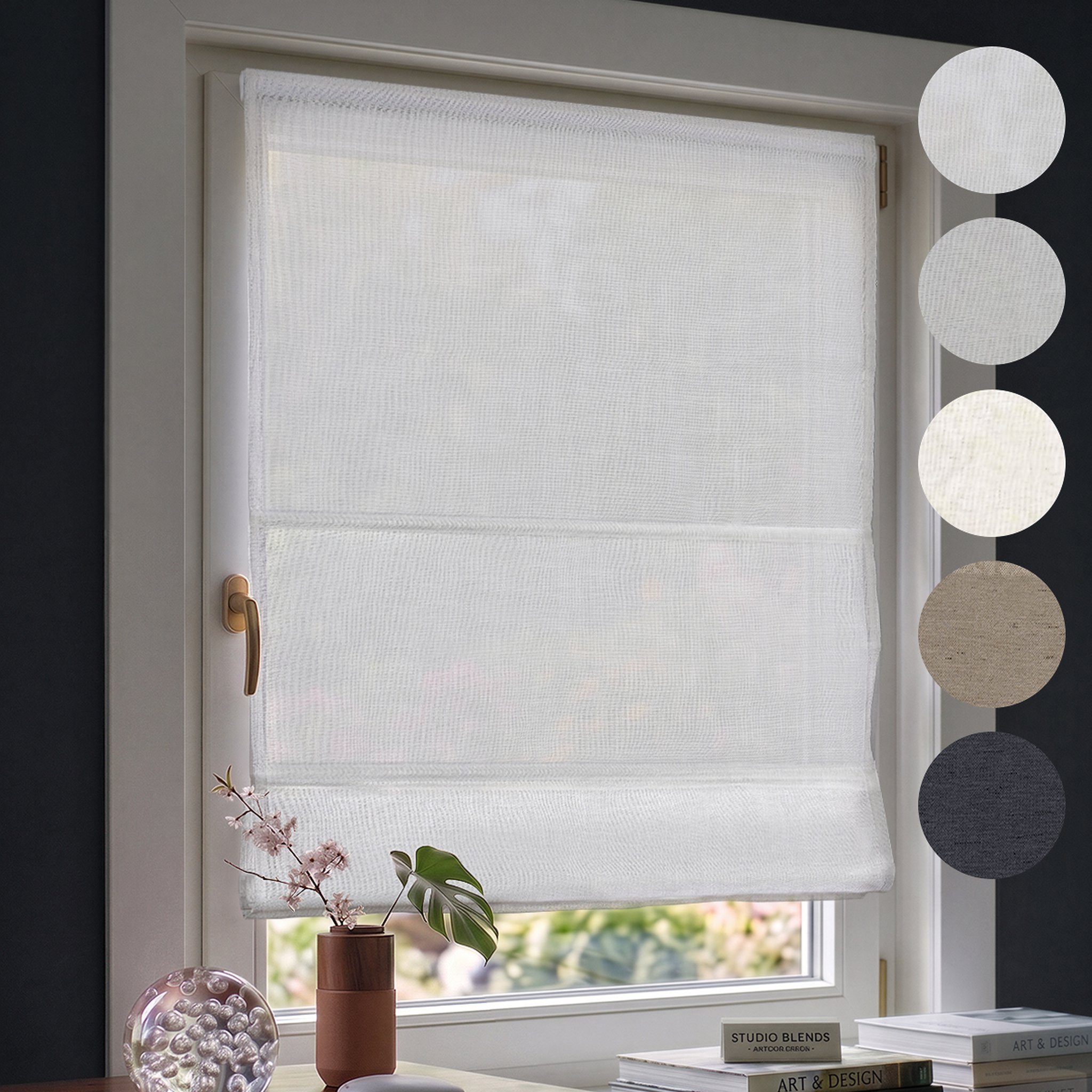Victoria M. Raffrollo Ivora Premium Raffrollo 40x130cm Weiß Blickdicht, mit Faltenband, mit Bohren, freihängend, Abnehmbarer Stoff mit OEKO-TEX® Zertifizierung