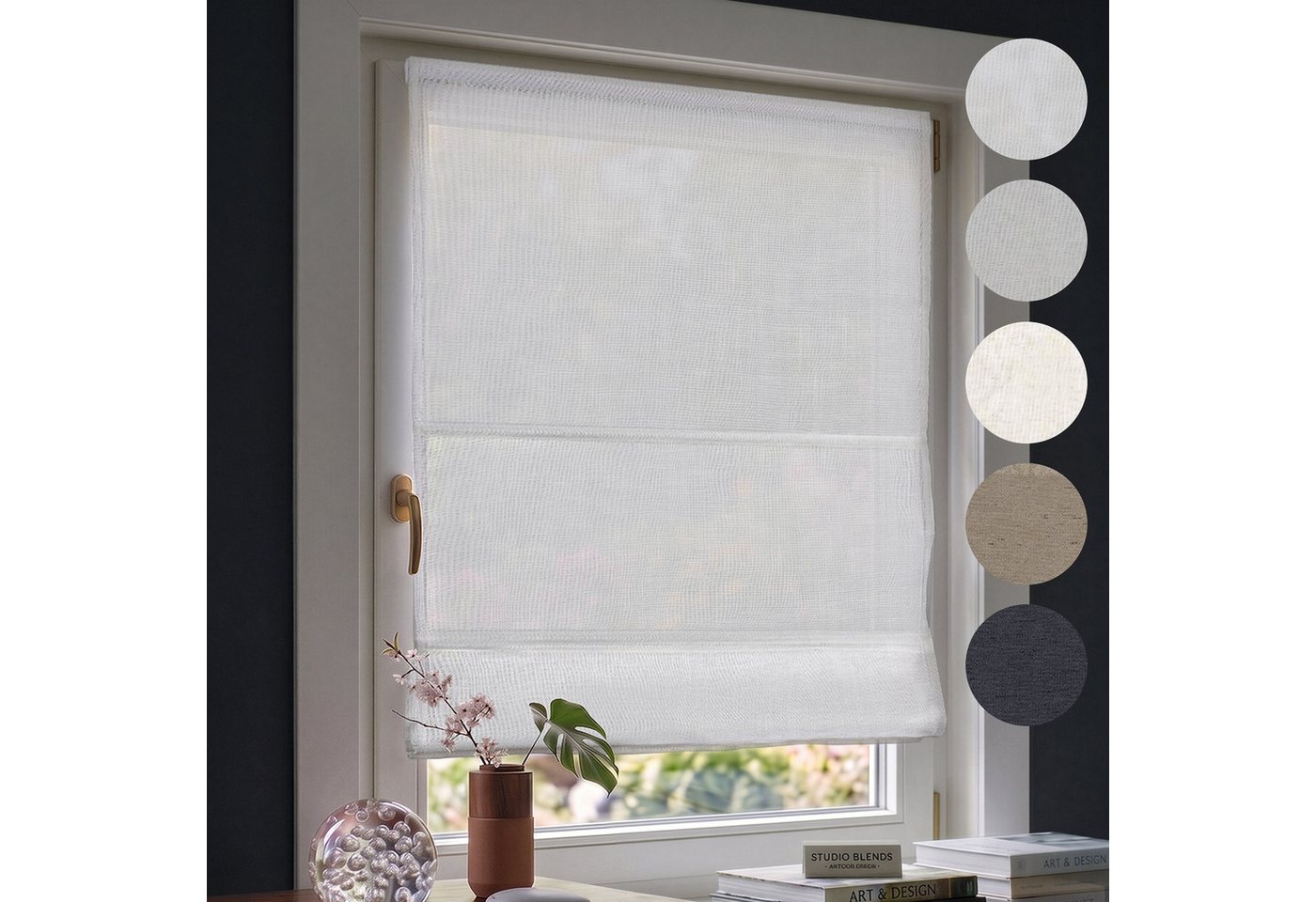 Victoria M. Raffrollo Ivora Premium Raffrollo 40x130cm Weiß Blickdicht, mit Faltenband, mit Bohren, freihängend, Abnehmbarer Stoff mit OEKO-TEX® Zertifizierung