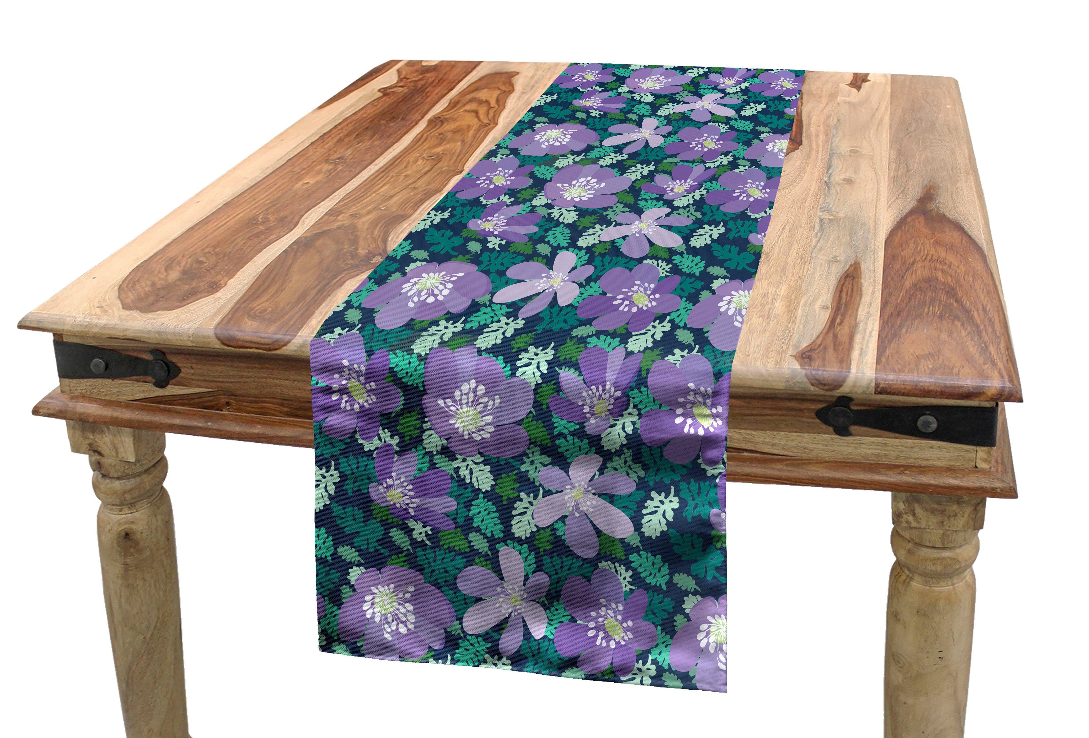 Abakuhaus Tischläufer Esszimmer Küche Rechteckiger Dekorativer Tischläufer, Wiese Natürliche Blühenden Frühling