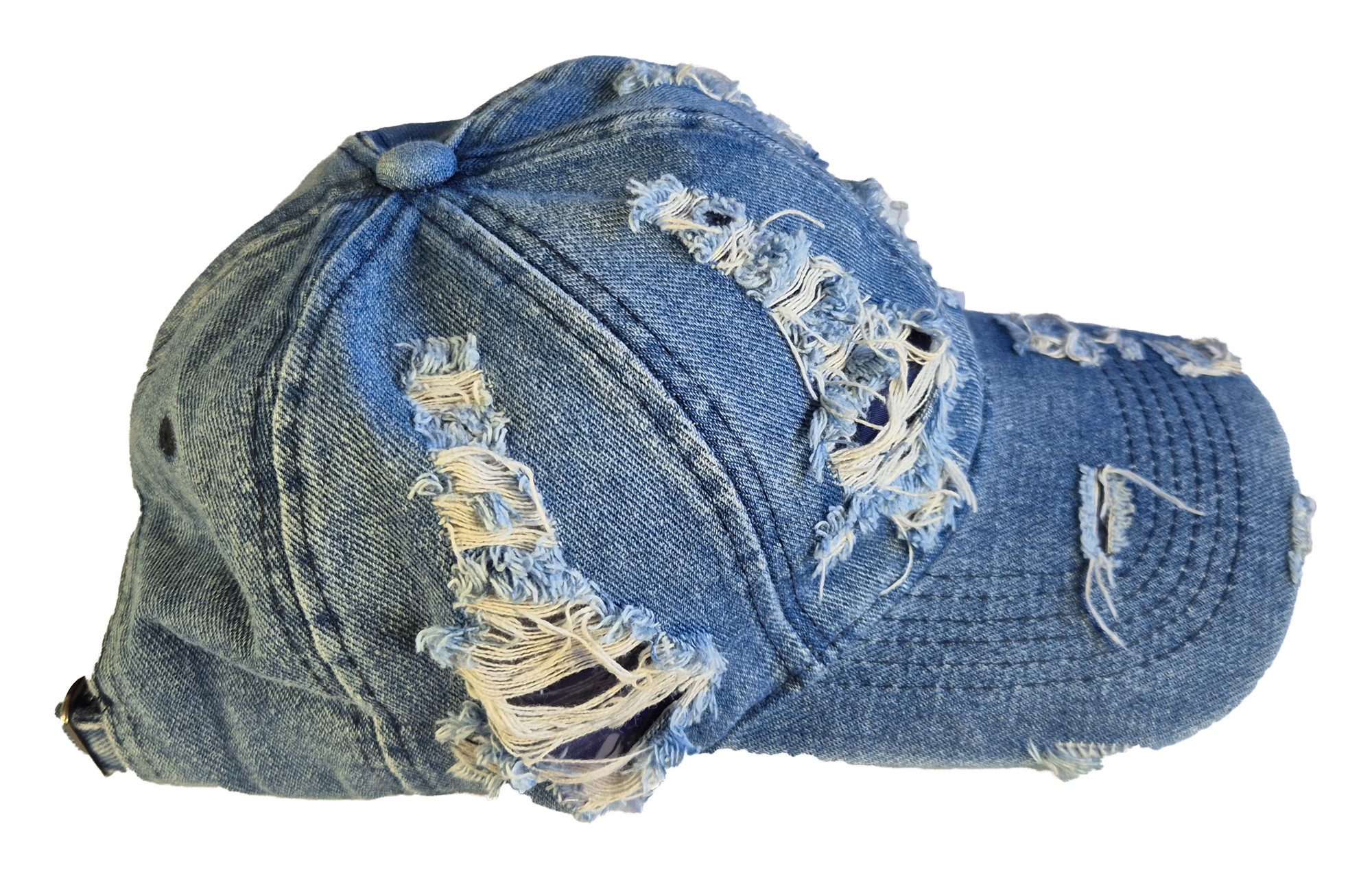 Schirmmütze Echte Jeans Baseball Cap Schirmmütze mit Risse hellblau