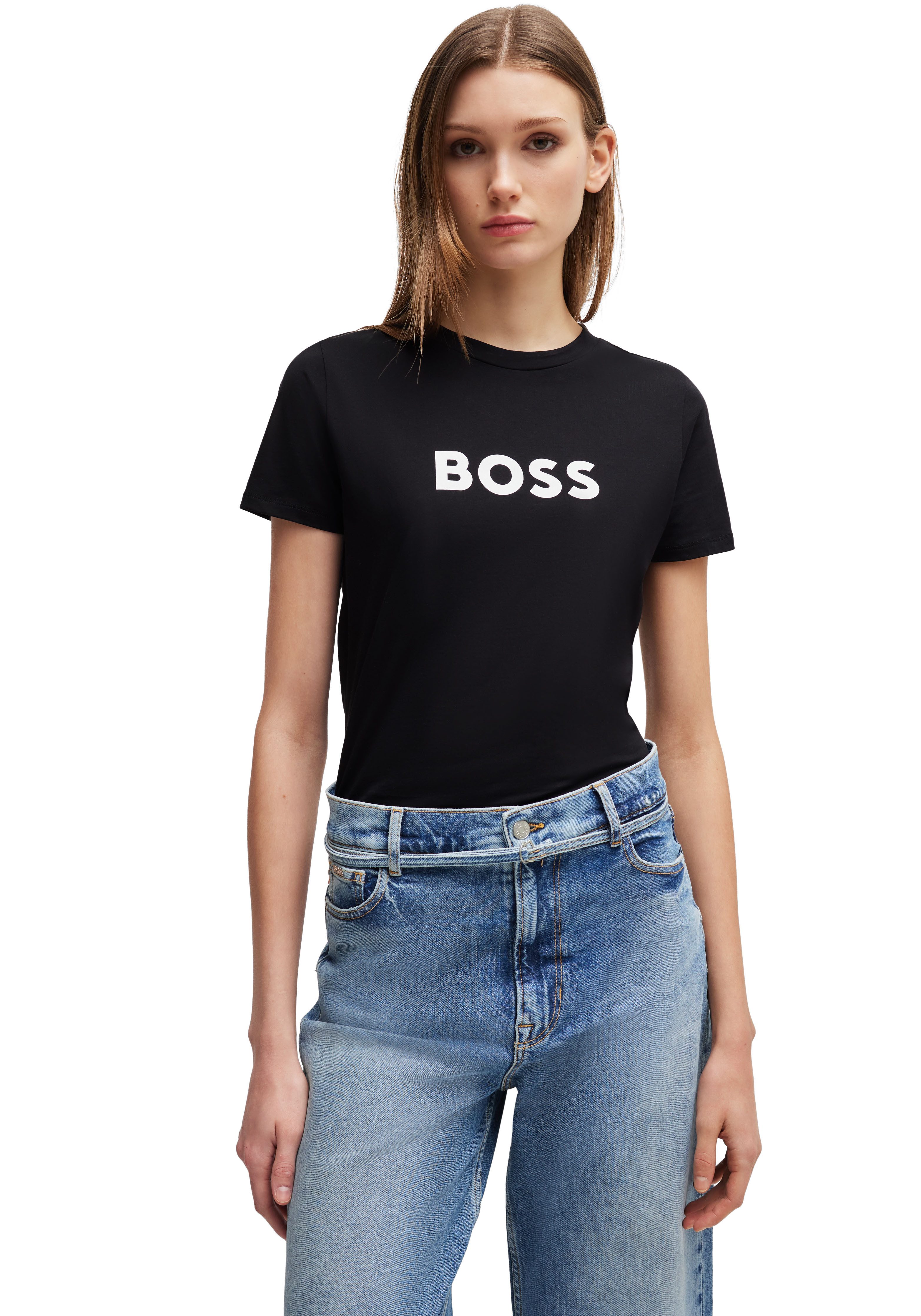 BOSS ORANGE T-Shirt Elogo Premium Damenmode mit BOSS-Schriftzug günstig online kaufen
