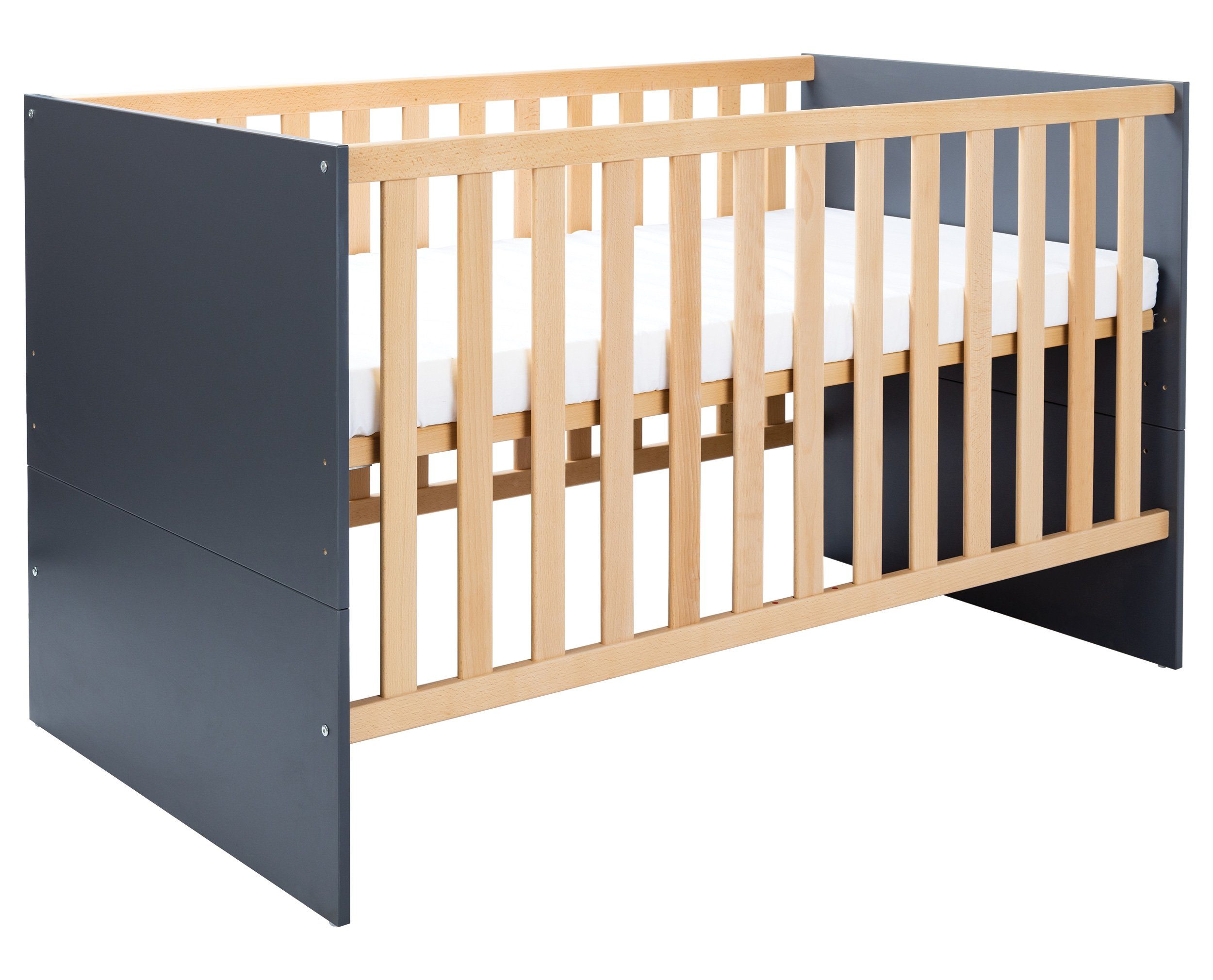 arthur berndt Babyzimmer-Komplettset Babyzimmer-Set »Alessio« 3-teilig, Anthrazit mit Eiche Artisan Dekor, (Set)