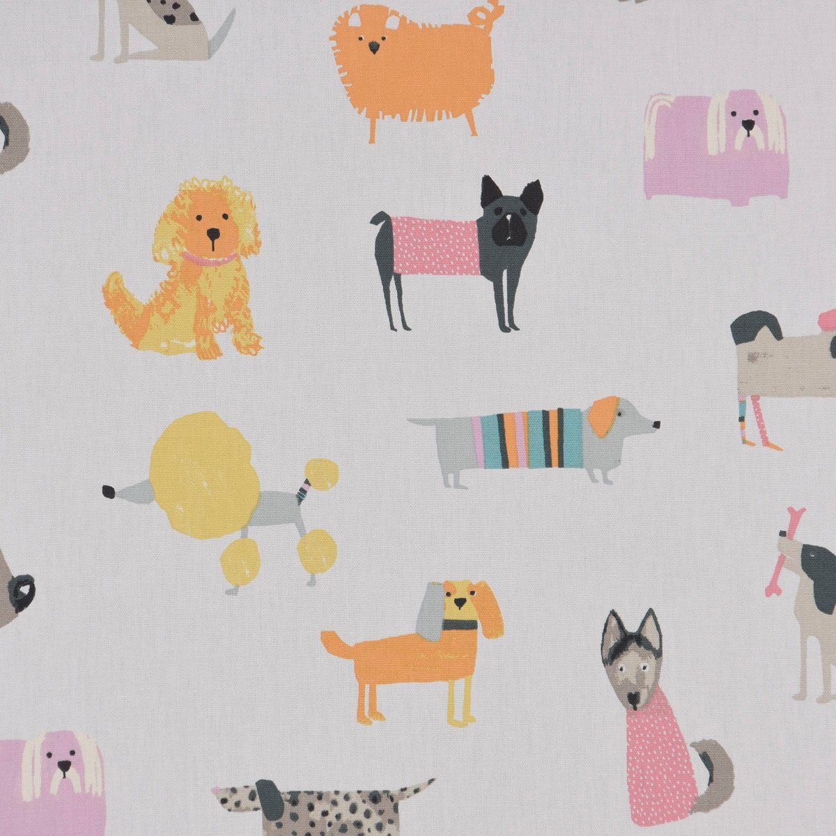 St), handmade, BonBon Woof vorgewaschen LEBEN. Germany, Hunde rosa-blau-grau-beige LEBEN., ecru Ösen rosa 245cm, in gelb Vorhang SCHÖNER SCHÖNER made blickdicht, (1 Baumwolle, Vorhang
