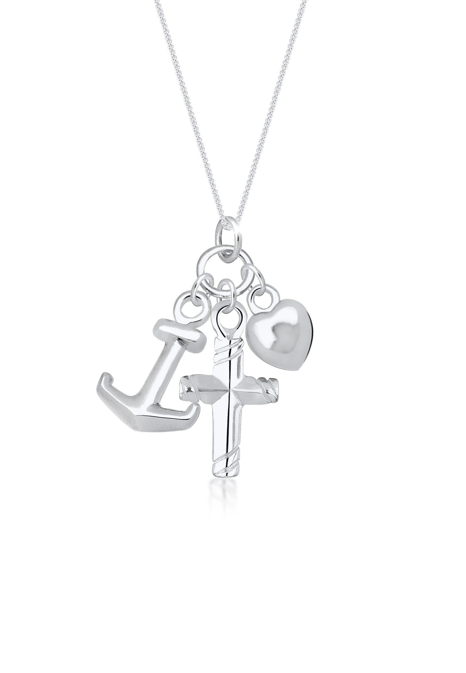 Elli Kette mit Anhänger Kreuz Herz Anker Glaube Liebe 925 Silber, Anker günstig online kaufen