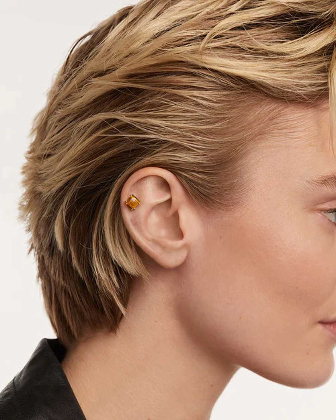 PDPAOLA Ohrstecker-Set Suki Einzel Ohrring mit Edelstein - 18K Goldplattierung