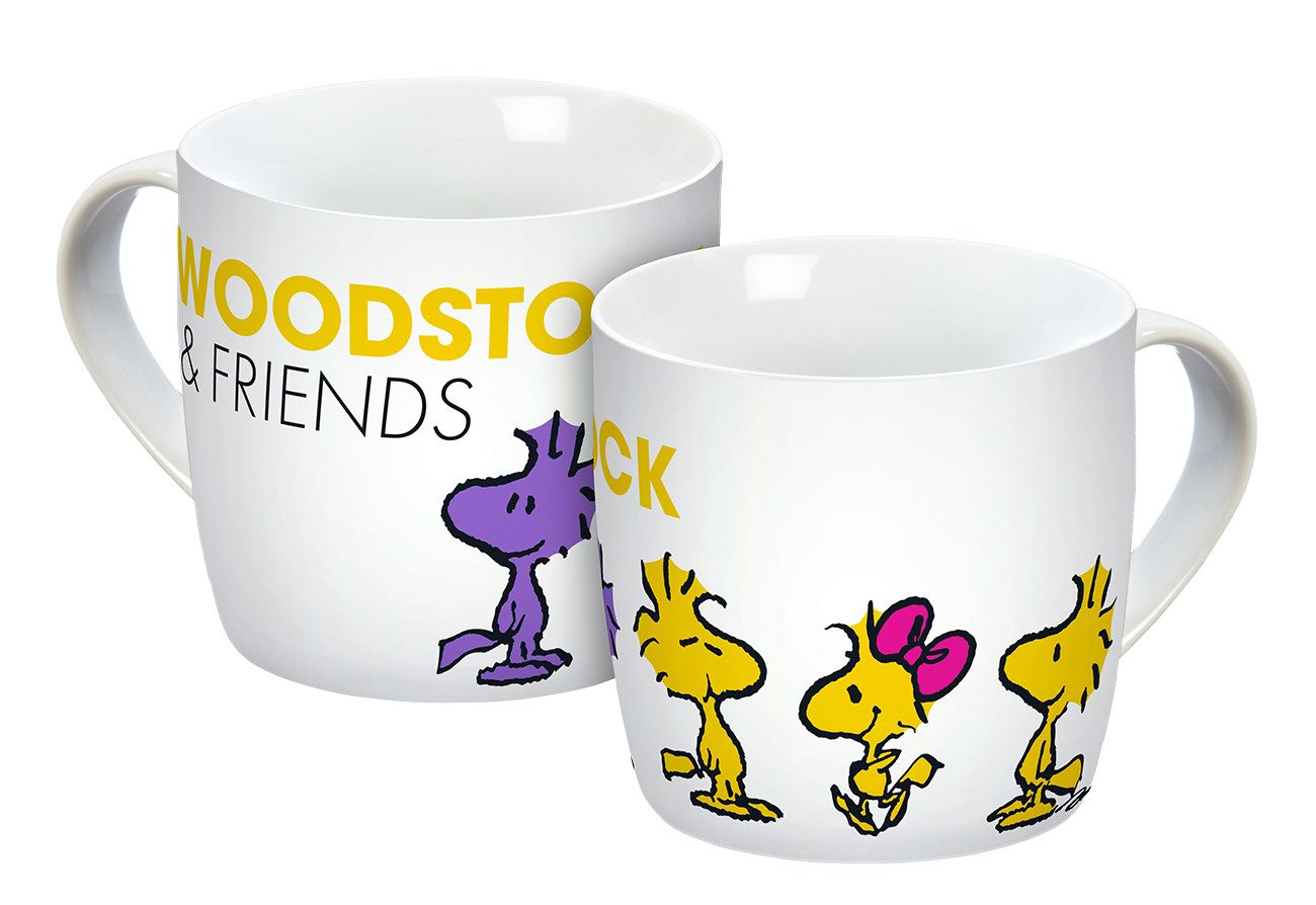 Geda Labels GmbH Tasse Peanuts Woodstock, 1-tlg., Porzellan, Gelb, 300 ml, spülmaschinengeeignet