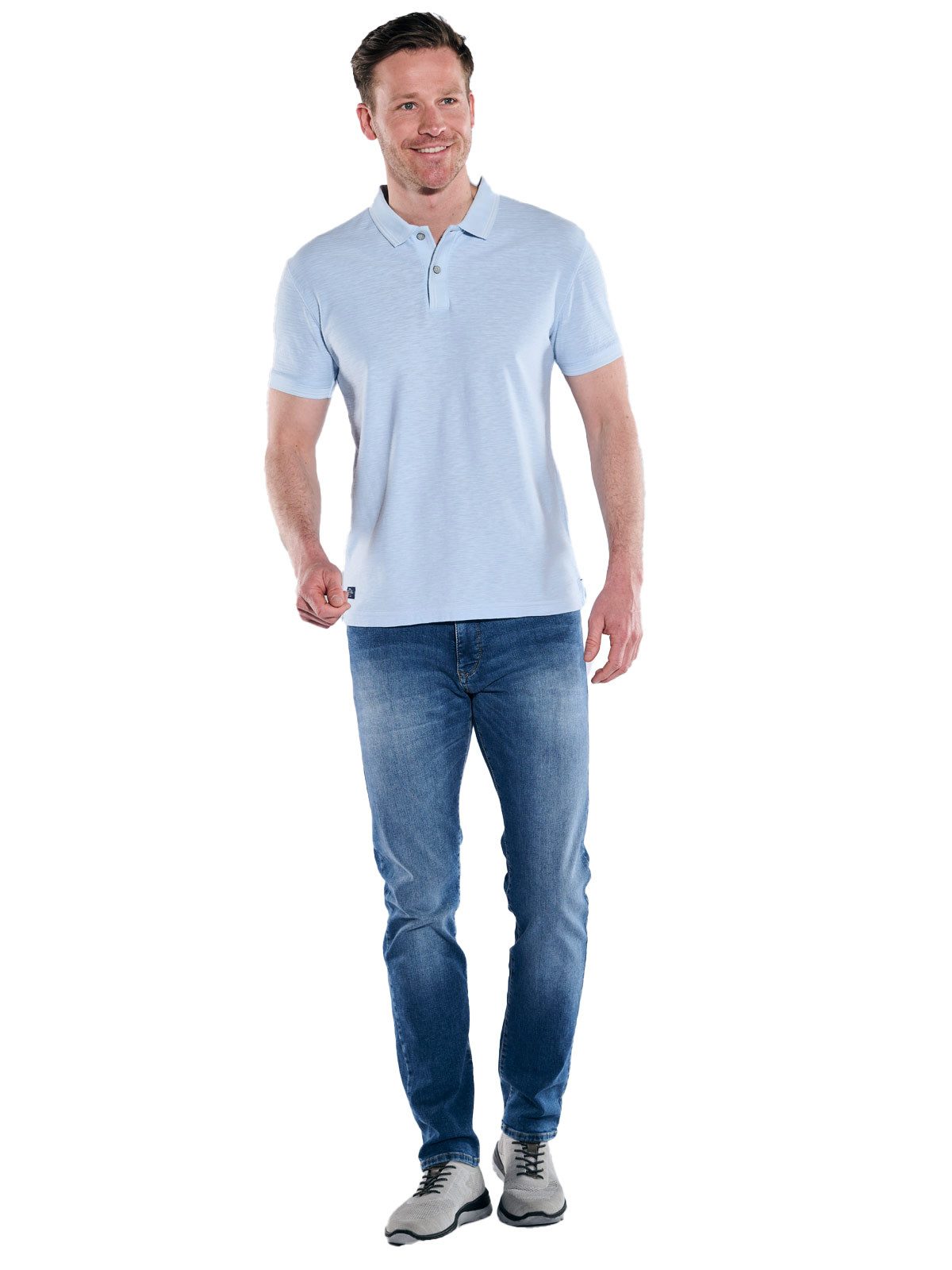 Engbers Poloshirt Herren Polo-Shirt meliert, Hellblau