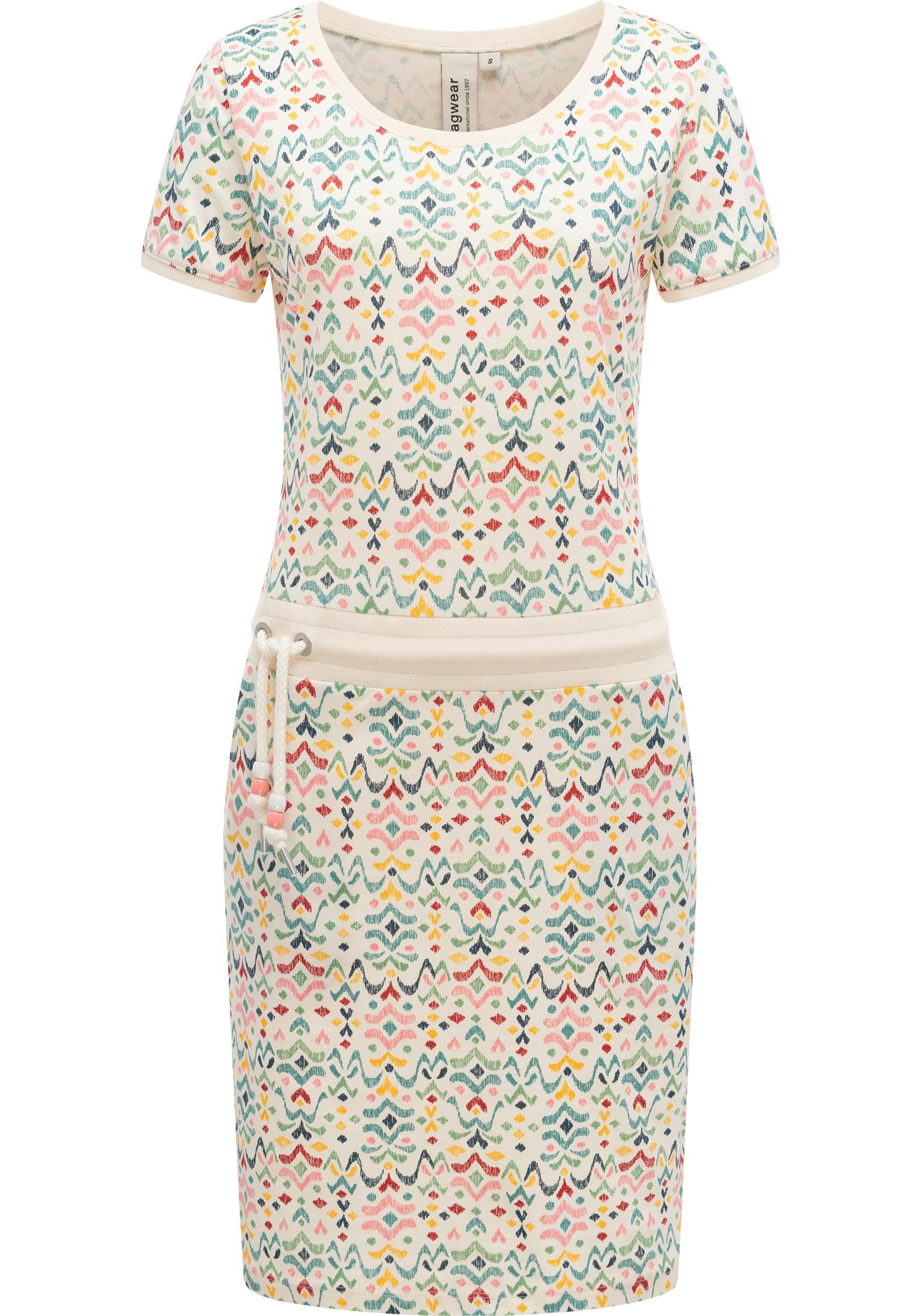 Ragwear Minikleid Baomi Print YOUMODO Gemustertes kurzes Sommerkleid mit Taillenkordel