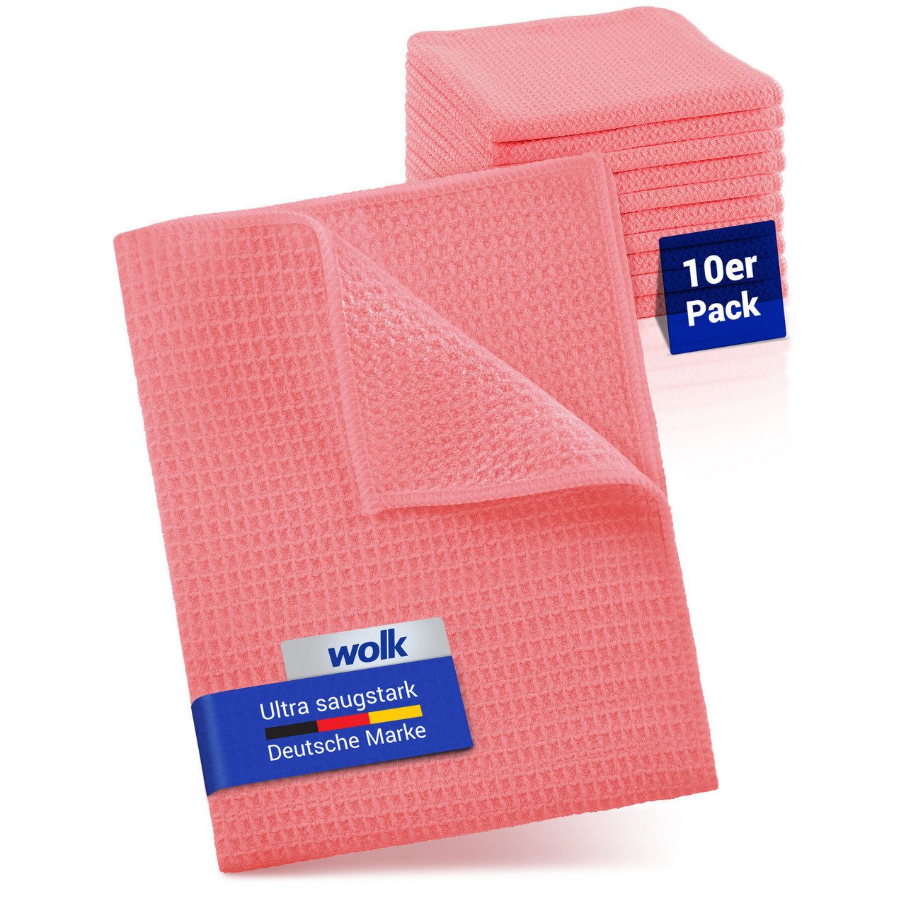 Mikrofasertuch mit Waffelstruktur in rosa - Reinigungstuch
