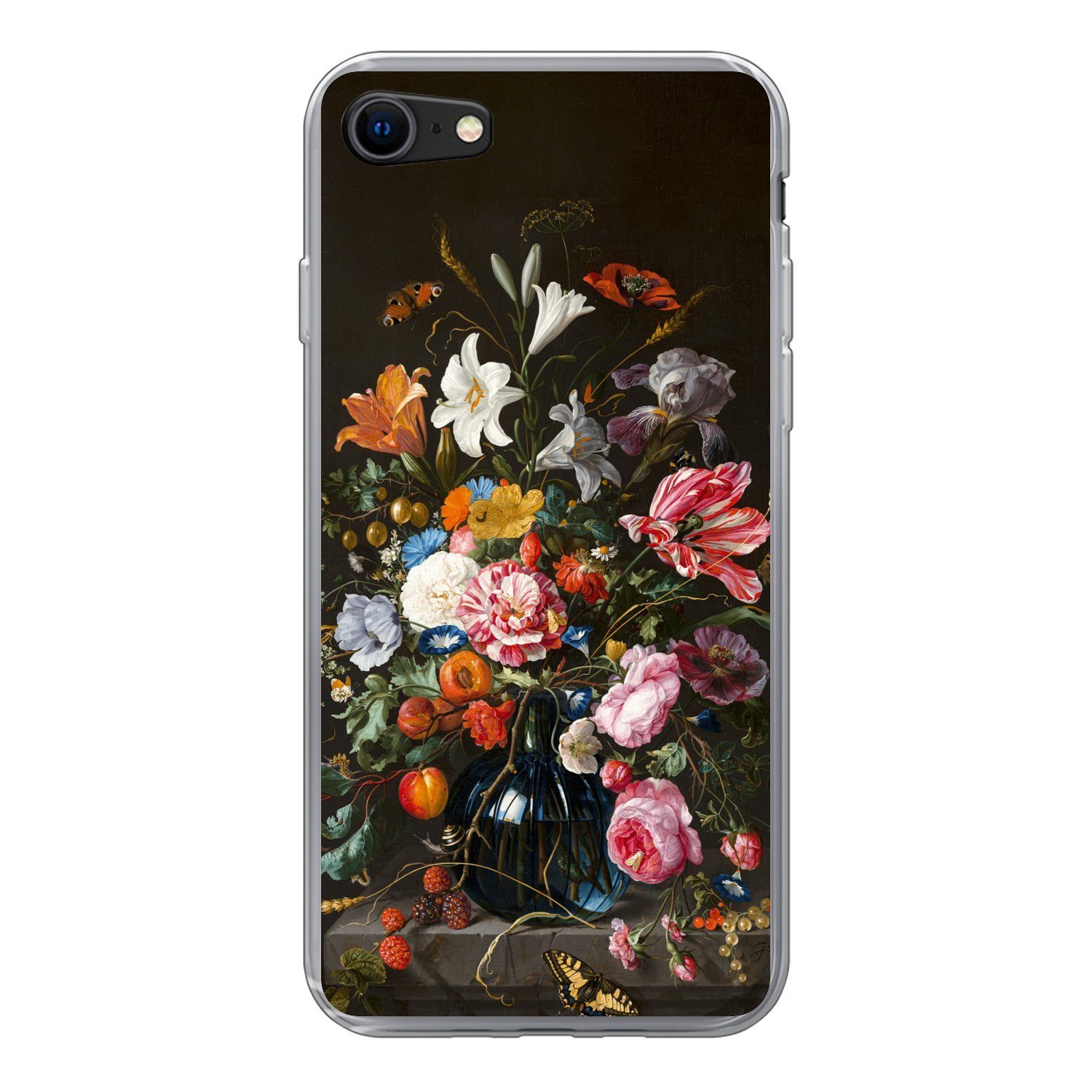 MuchoWow Handyhülle für Apple iPhone 8 Vase mit Blumen - Jan Davidsz de Heem - Kunst, Smartphone-Bumper, Print, Handy Schutzhülle Dünn