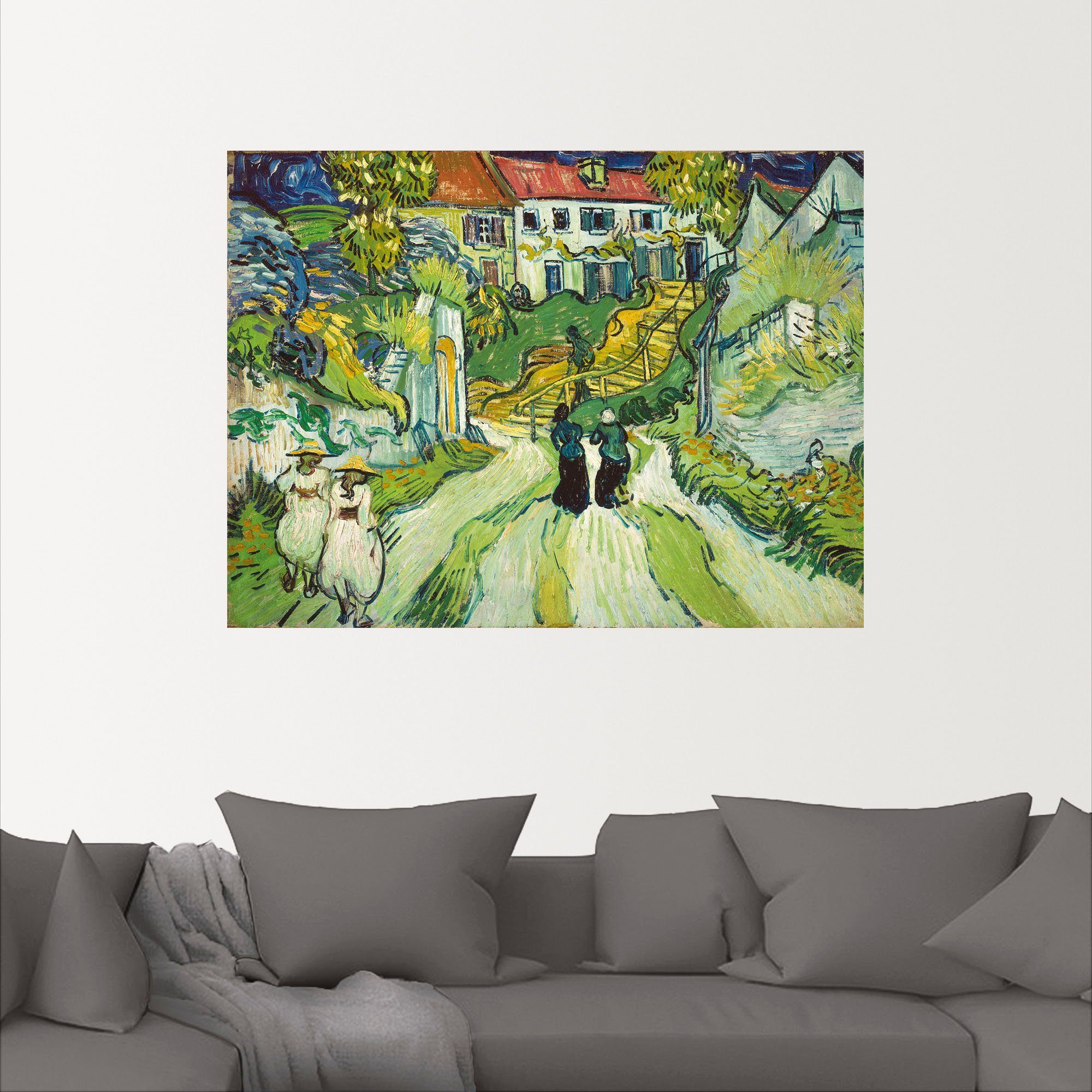 versch. Leinwandbild, 1890, Poster in Artland Treppe Auvers. als Größen Wandaufkleber in Wiesen St), Wandbild Alubild, (1 & Baumbilder oder