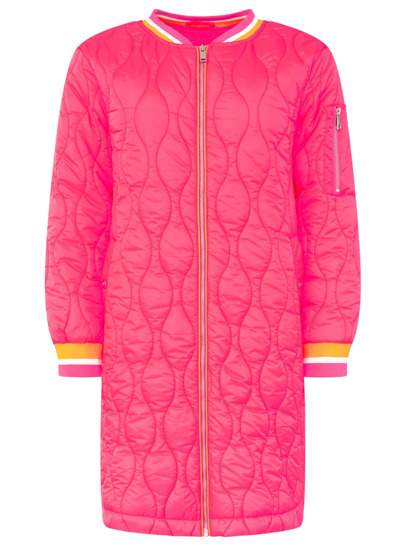 Zwillingsherz Kurzmantel „Shine Hope Smile“ farbig gestreifte Bündchen, Herzfutter, Reißverschluss, Taschen