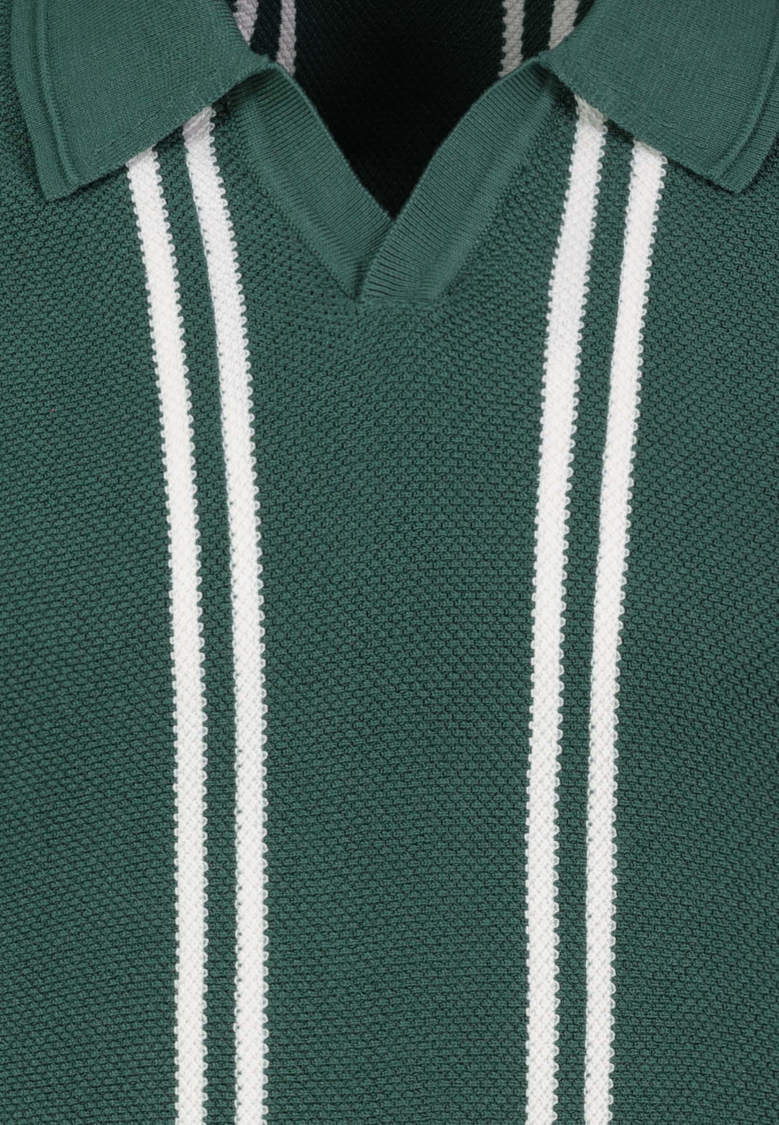 SUBLEVEL Poloshirt Strick-Poloshirt mit Streifen Vertikale Retro-Streifen, offener Polokragen